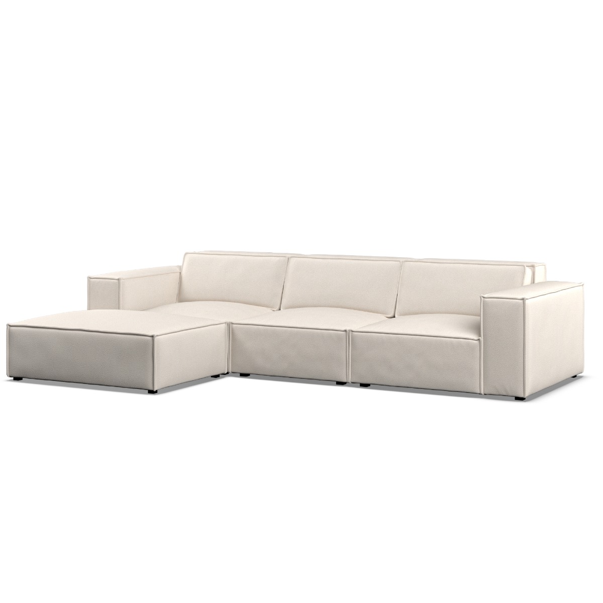 Corner Sofa - LUCCA Fabric 3 Seater Right Hand Facing - Ivory - Edgbaston Living