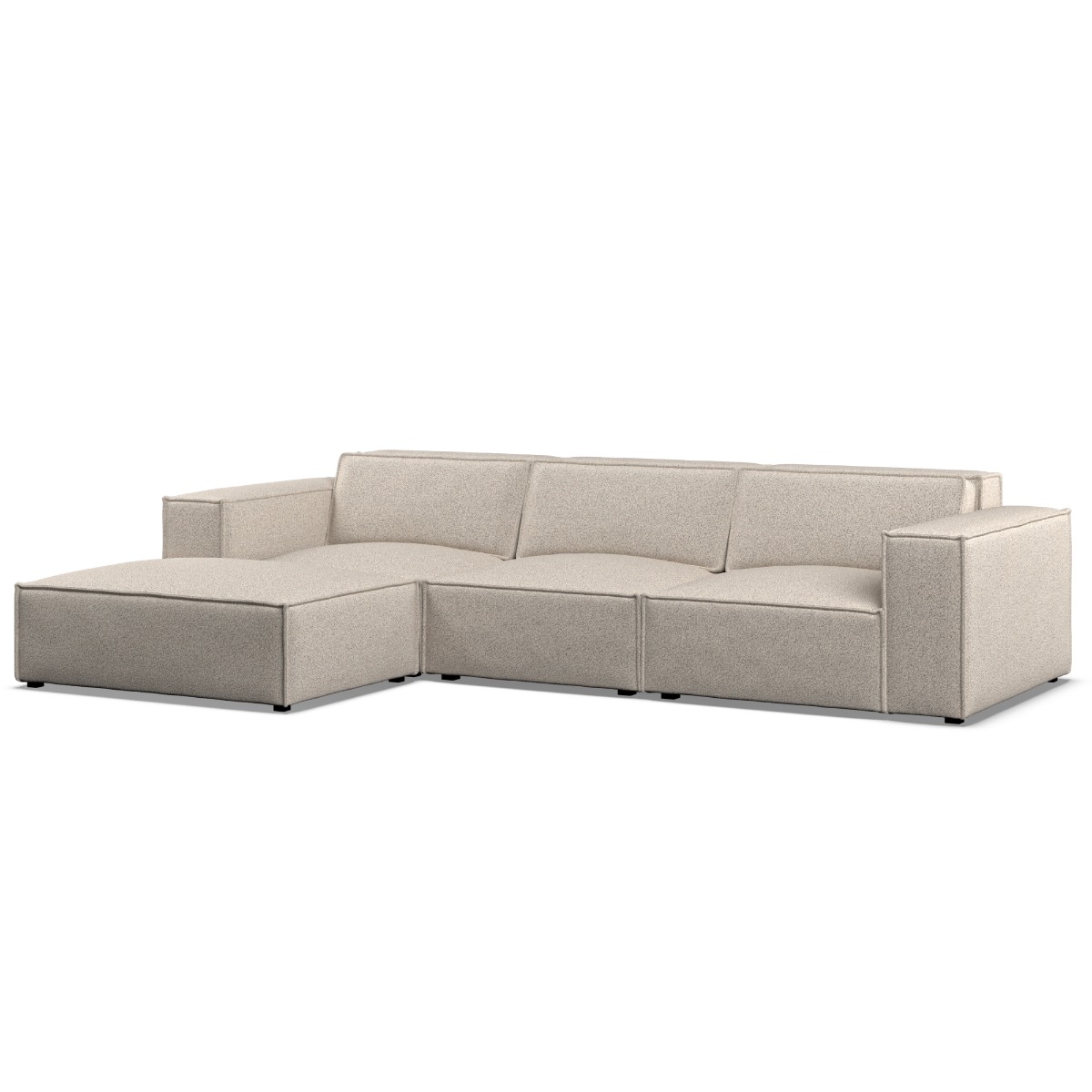 Corner Sofa - LUCCA Fabric 3 Seater Right Hand Facing - Linen - Edgbaston Living
