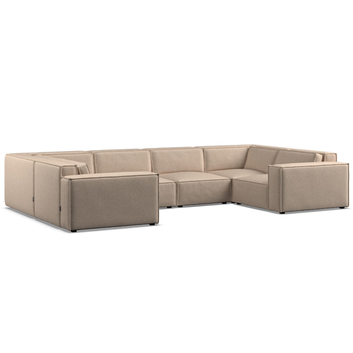 Corner Sofa - LUCCA Fabric 6 Seater U Shaped - Beige - Edgbaston Living