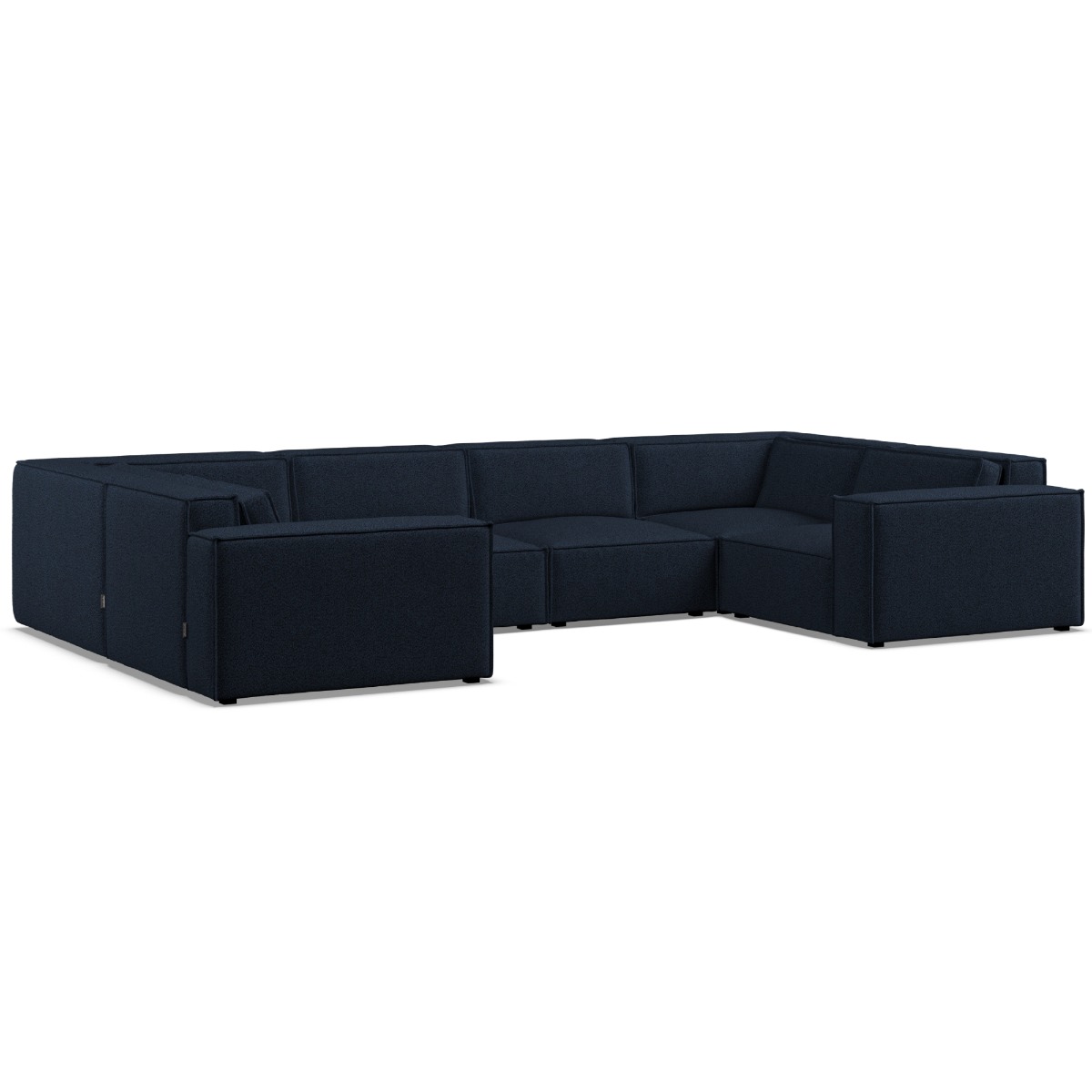 Corner Sofa - LUCCA Fabric 6 Seater U Shaped - Deep Blue - Edgbaston Living