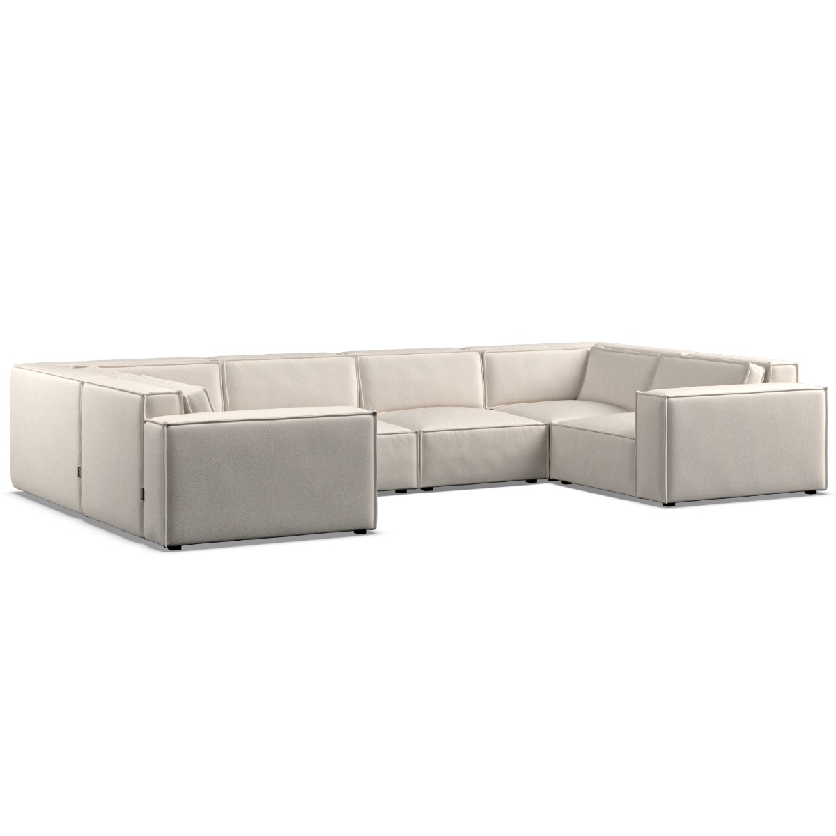 Corner Sofa - LUCCA Fabric 6 Seater U Shaped - Ivory - Edgbaston Living
