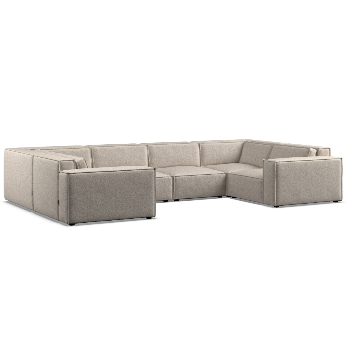 Corner Sofa - LUCCA Fabric 6 Seater U Shaped - Linen - Edgbaston Living