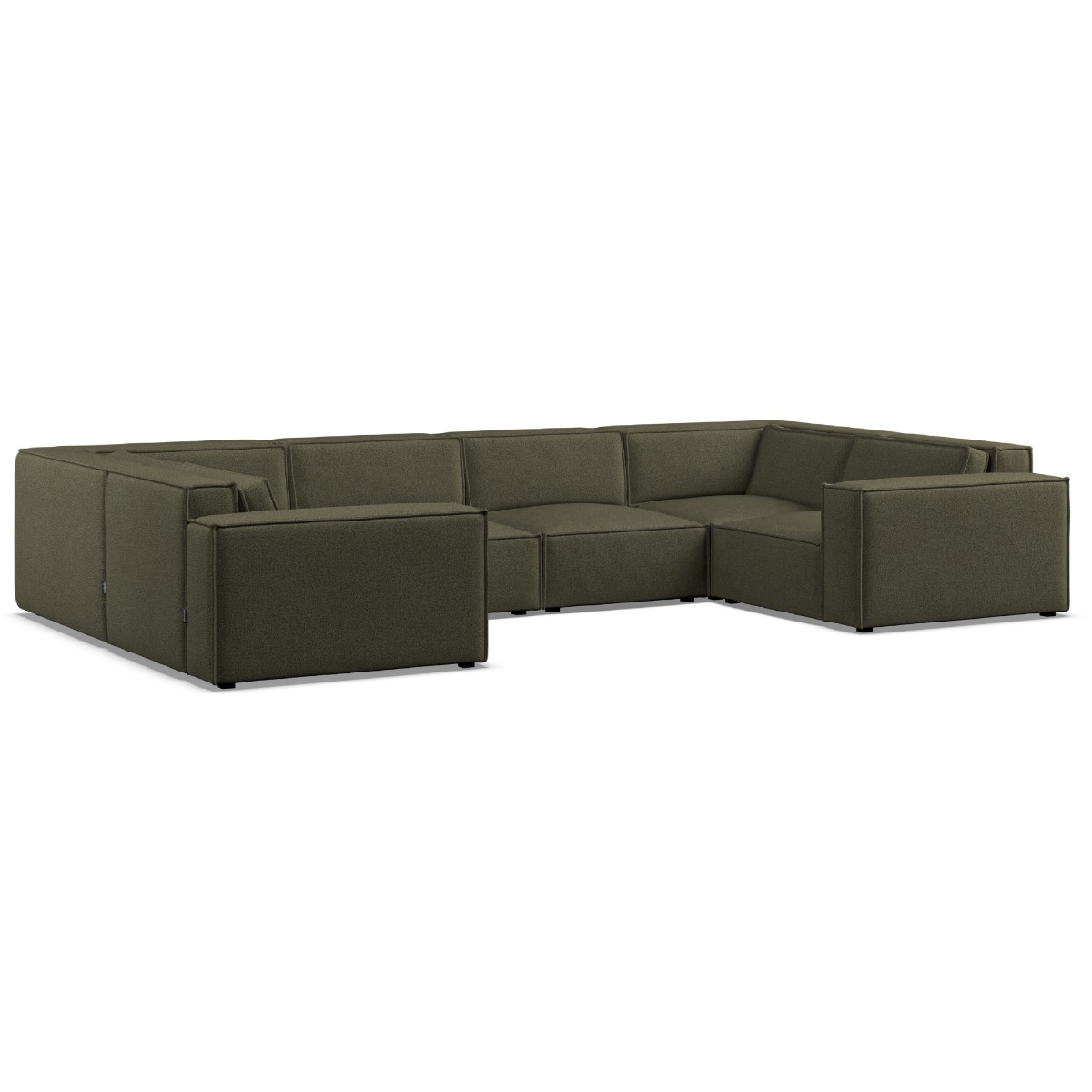 Corner Sofa - LUCCA Fabric 6 Seater U Shaped - Winter Moss - Edgbaston Living