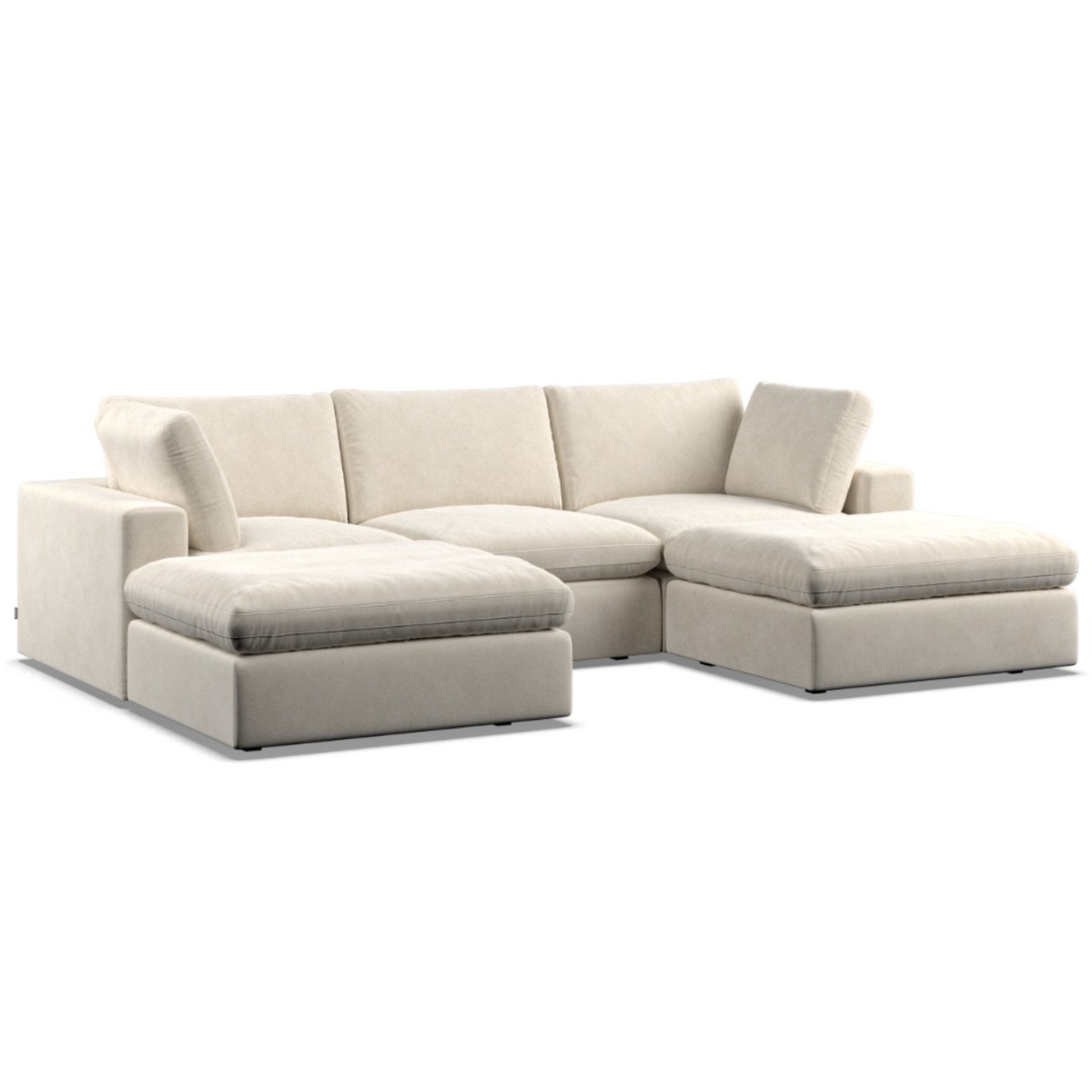Corner Sofa - OBLAK Fabric 5 Seater U Shaped Cotton - Footstool End - Edgbaston Living