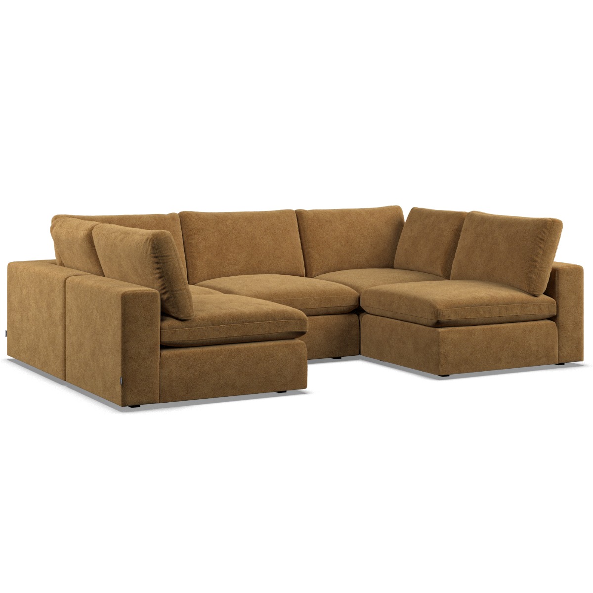 Corner Sofa - OBLAK Fabric 5 Seater U Shaped Amber - Open End - Edgbaston Living