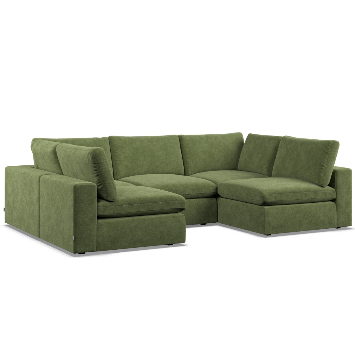 Corner Sofa - OBLAK Fabric 5 Seater U Shaped Verde - Open End - Edgbaston Living