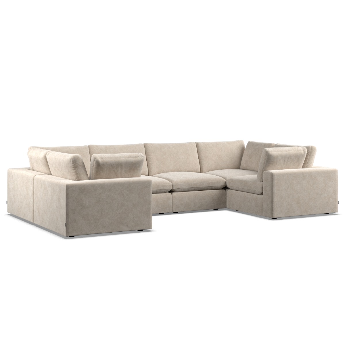 Corner Sofa - OBLAK Fabric 6 Seater U Shaped - Eggshell - Edgbaston Living