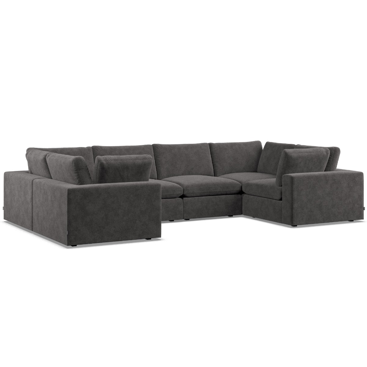 Corner Sofa - OBLAK Fabric 6 Seater U Shaped - Slate - Edgbaston Living