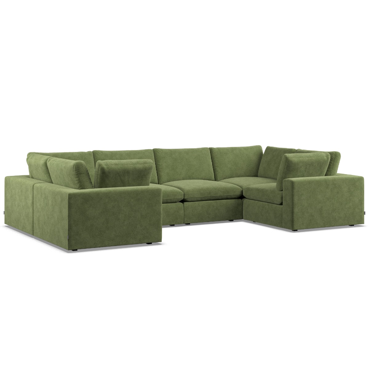 Corner Sofa - OBLAK Fabric 6 Seater U Shaped - Verde - Edgbaston Living
