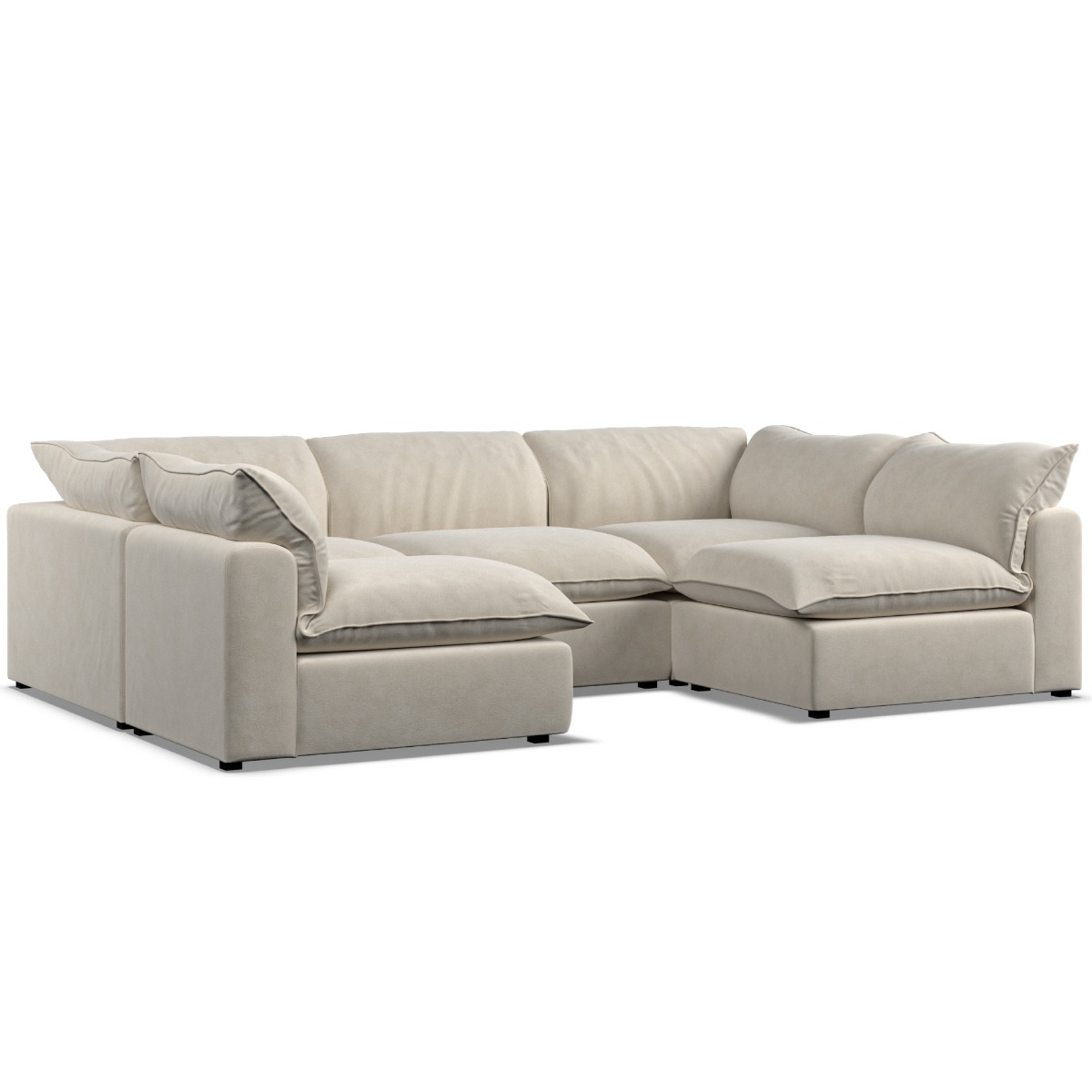 Corner Sofa - PUEBLA Fabric 5 Seater U Shaped Cotton - Open End - Edgbaston Living