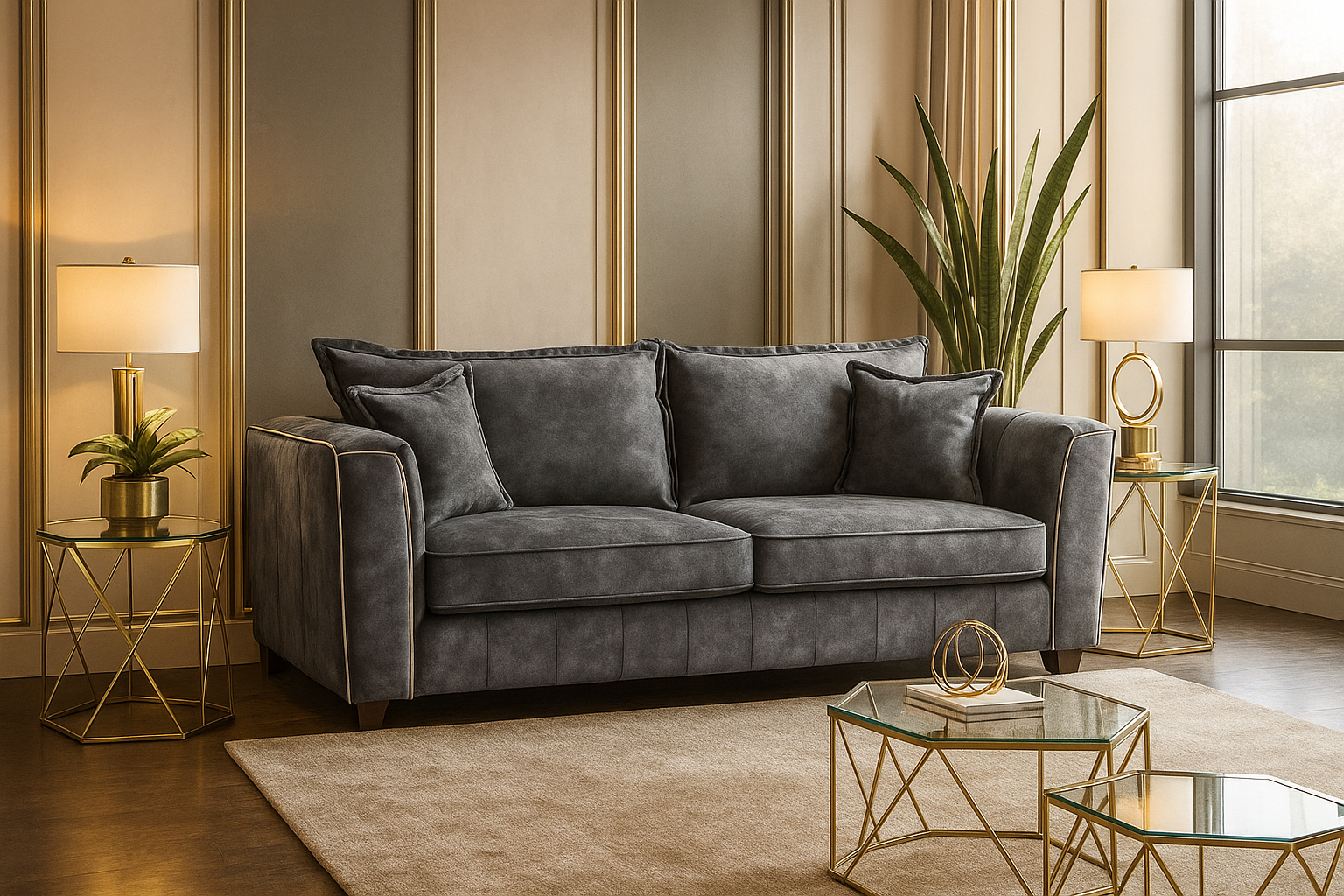 SOLARAE Fabric 3 Seater Sofa - Black - Sofa So Good