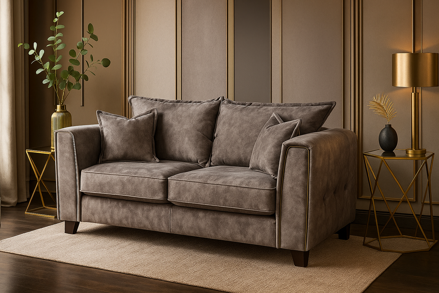 SOLARAE Fabric 3 Seater Sofa - Brown - Sofa So Good