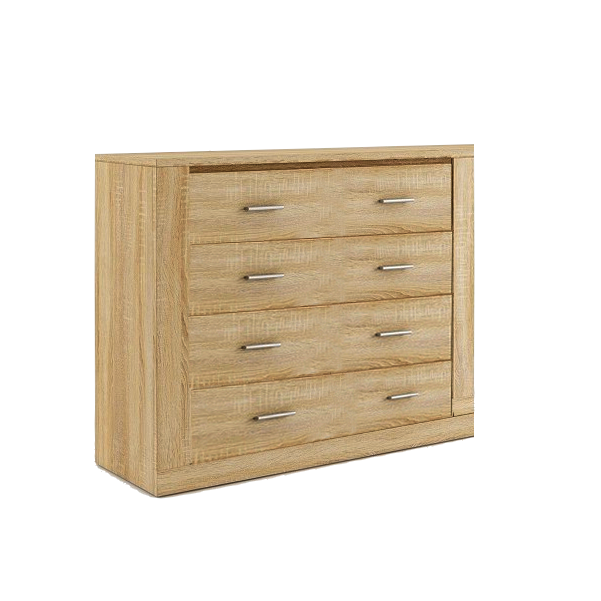 INNISFAIL I Oak Finish Chest of Drawers - Medium-sized, 4 Drawers - Art Nest