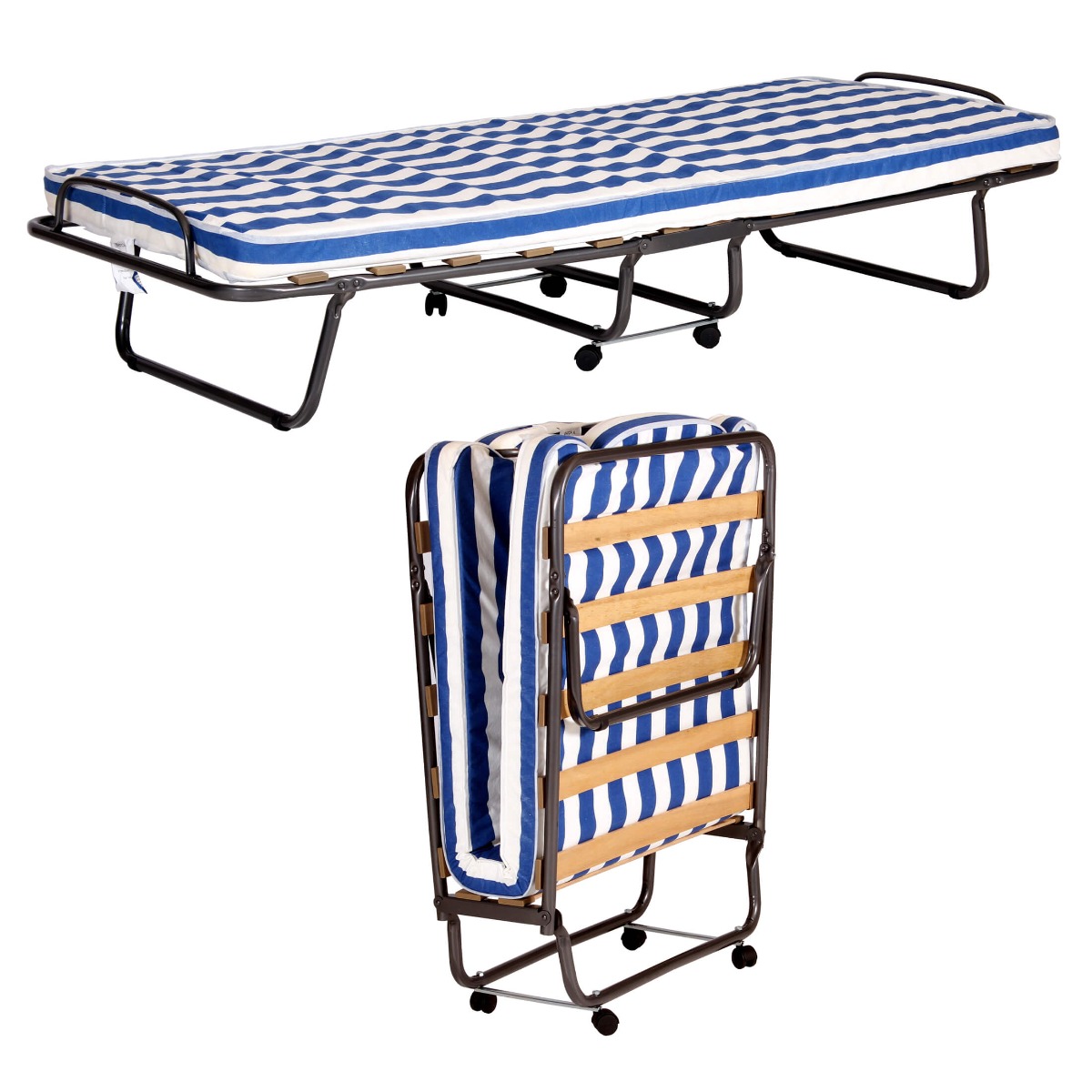 Glamorgan Foldable Metal Single Bed with Mattress - Black - Sigrid Mills
