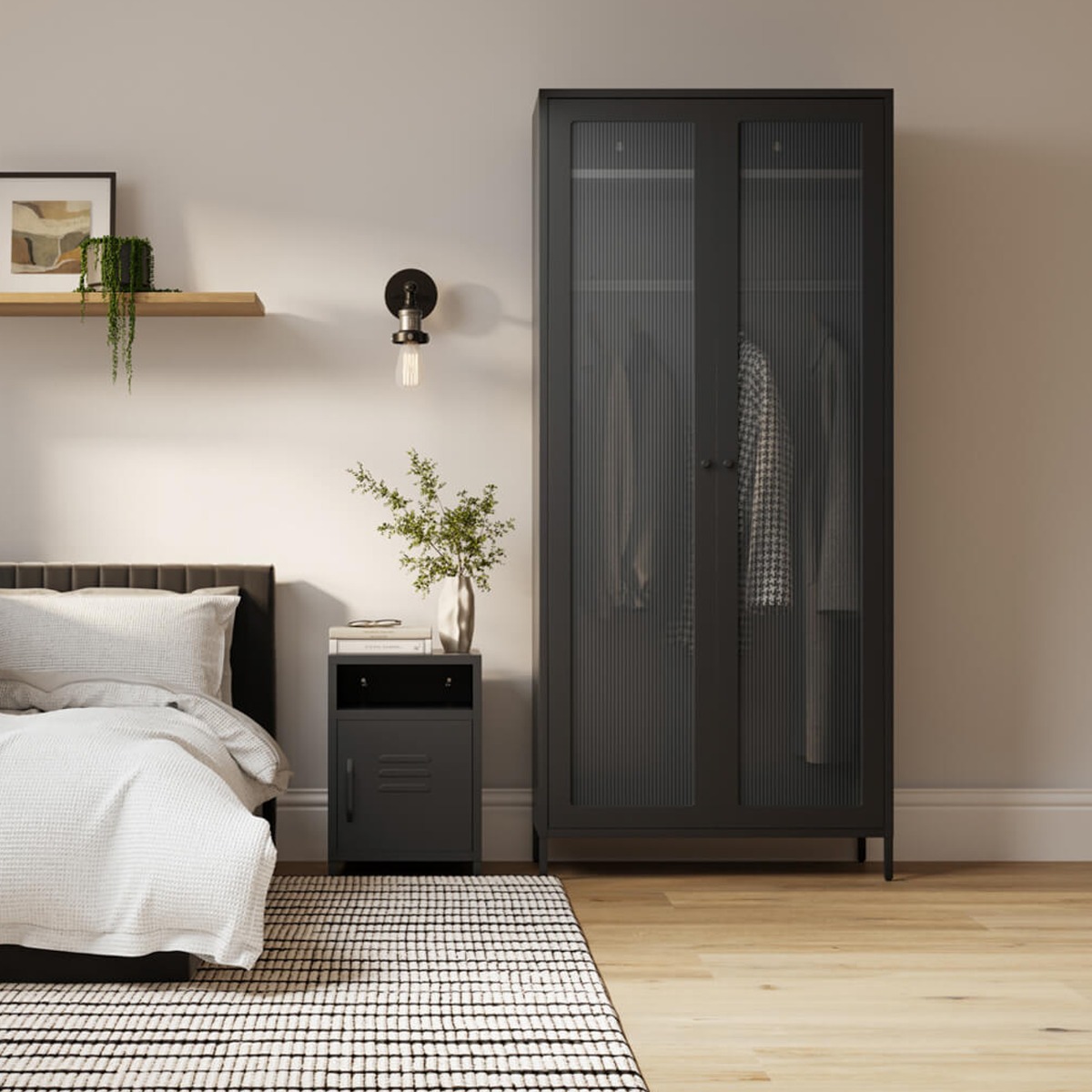 Wardrobe - STOR 2 Door Wardrobe Black 85cm - Leeds Plywood