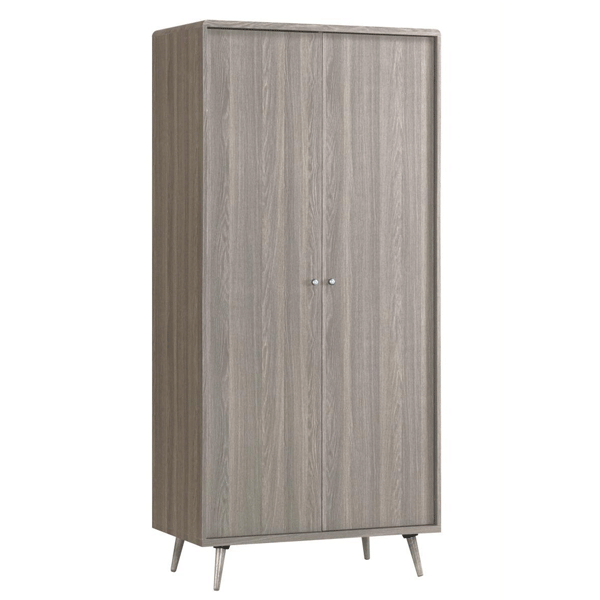 Wardrobe - BURBANK 2 Door Wardrobe Grey Oak Effect 95cm - Sigrid Mills