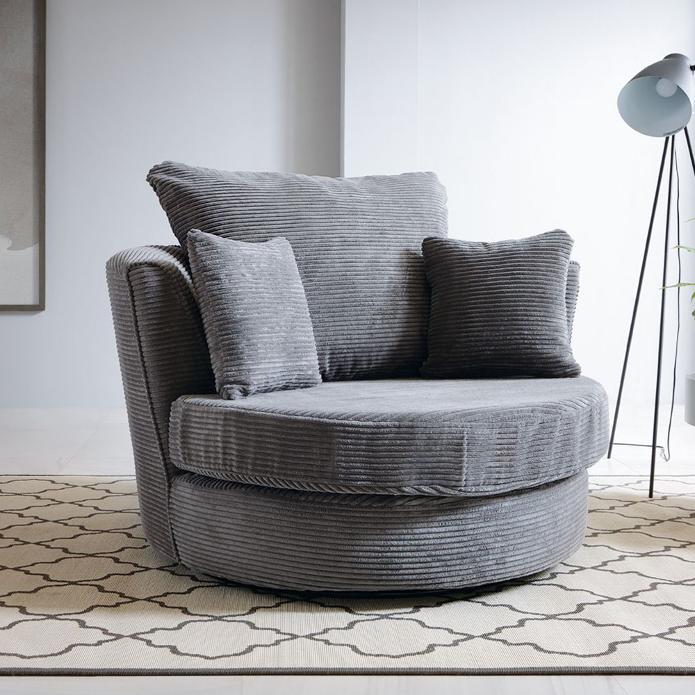 Jill Jumbo Swivel Chair - Grey - Moonlight Interiors