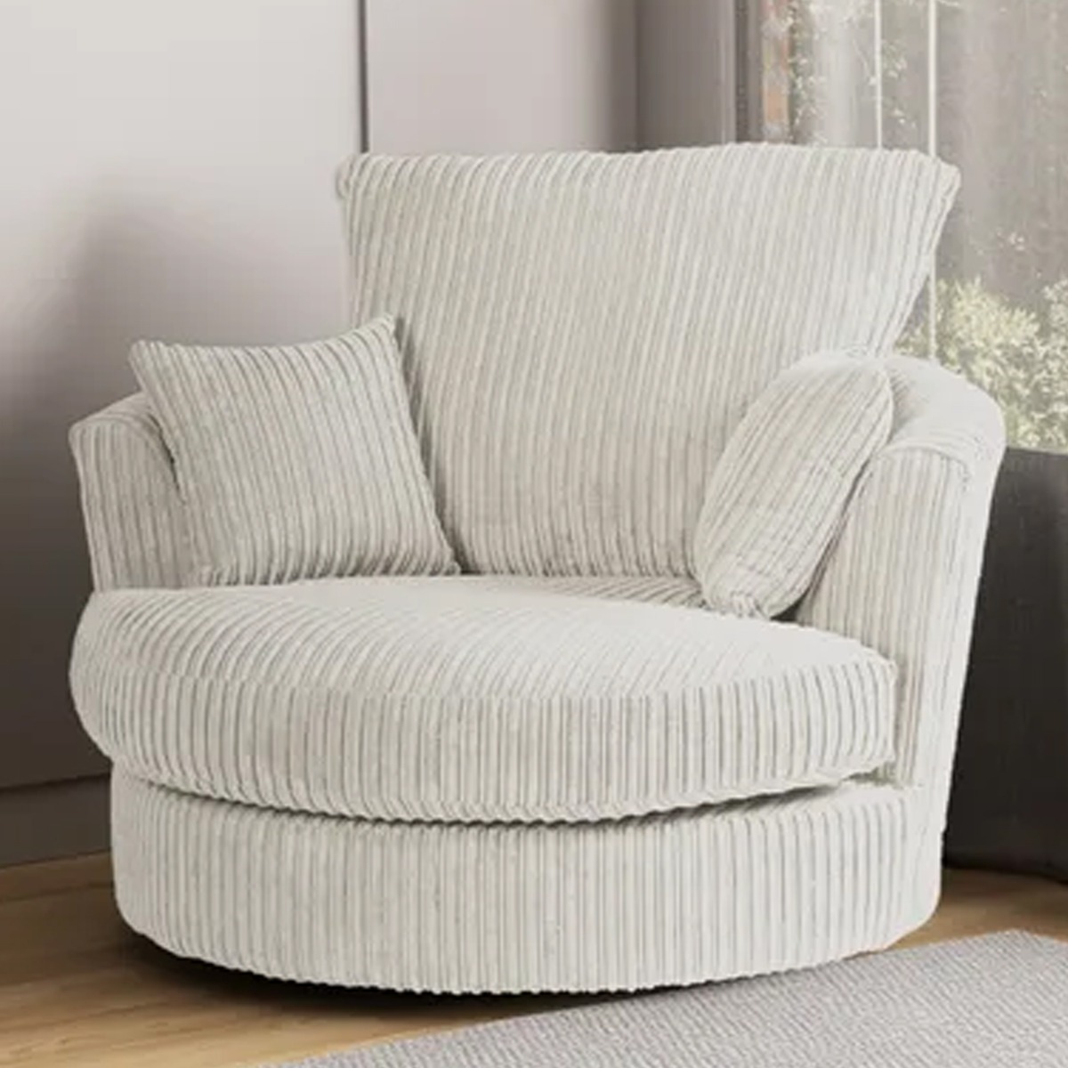 Blake Jumbo Cord Swivel Chair - Cream - Home Done