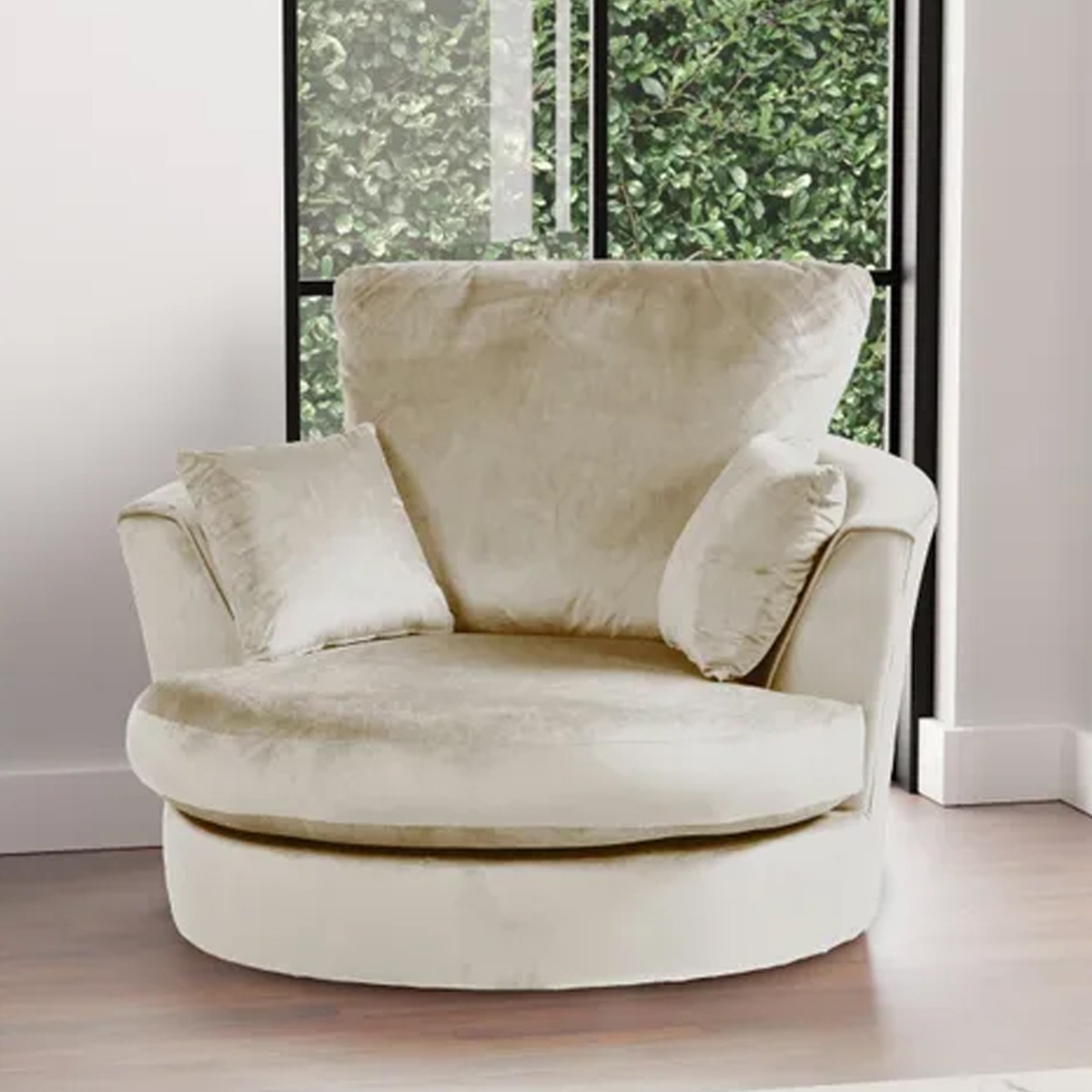 Blake Plush Velvet Swivel Chair - Champagne - Home Done