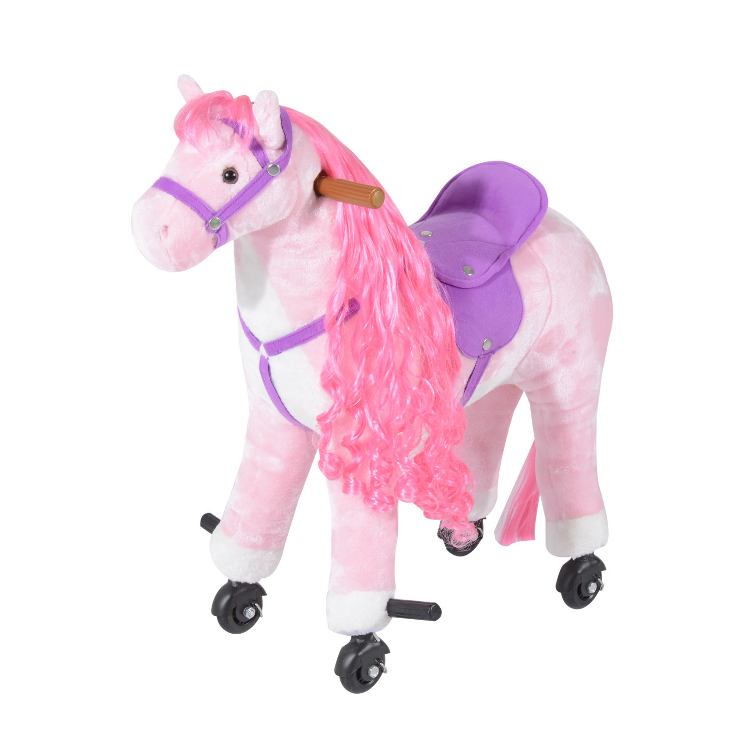 Kids Plush Ride On Walking Horse W/Sound-Pink - Life Essentials