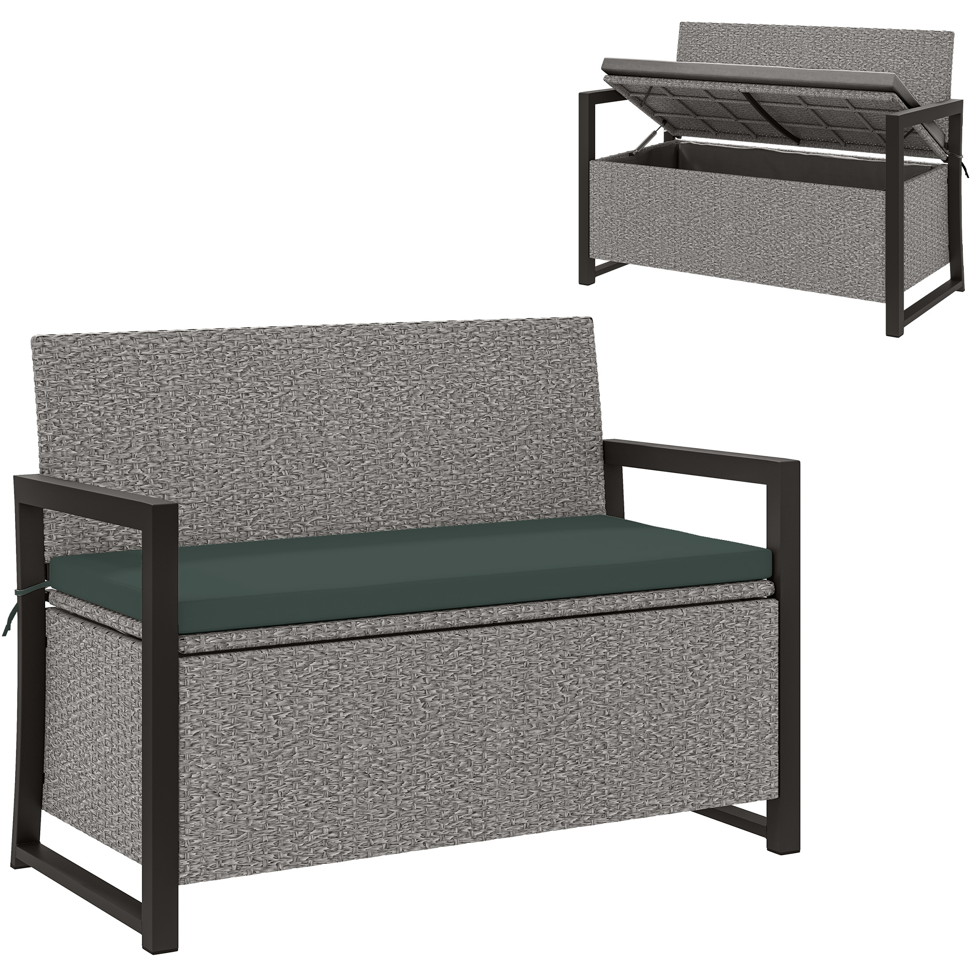 SUNVISTA 151.5L Storage Garden Bench Grey - Life Essentials