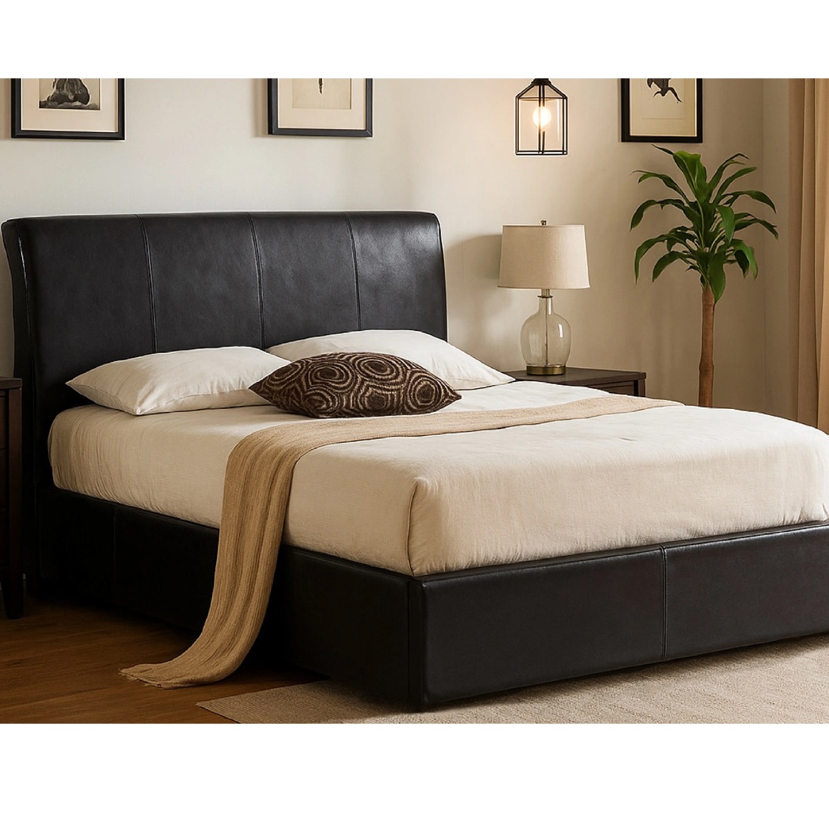 Texas Faux Leather Ottoman Storage Bed - Single 3ft - Black - Beds-To-Go