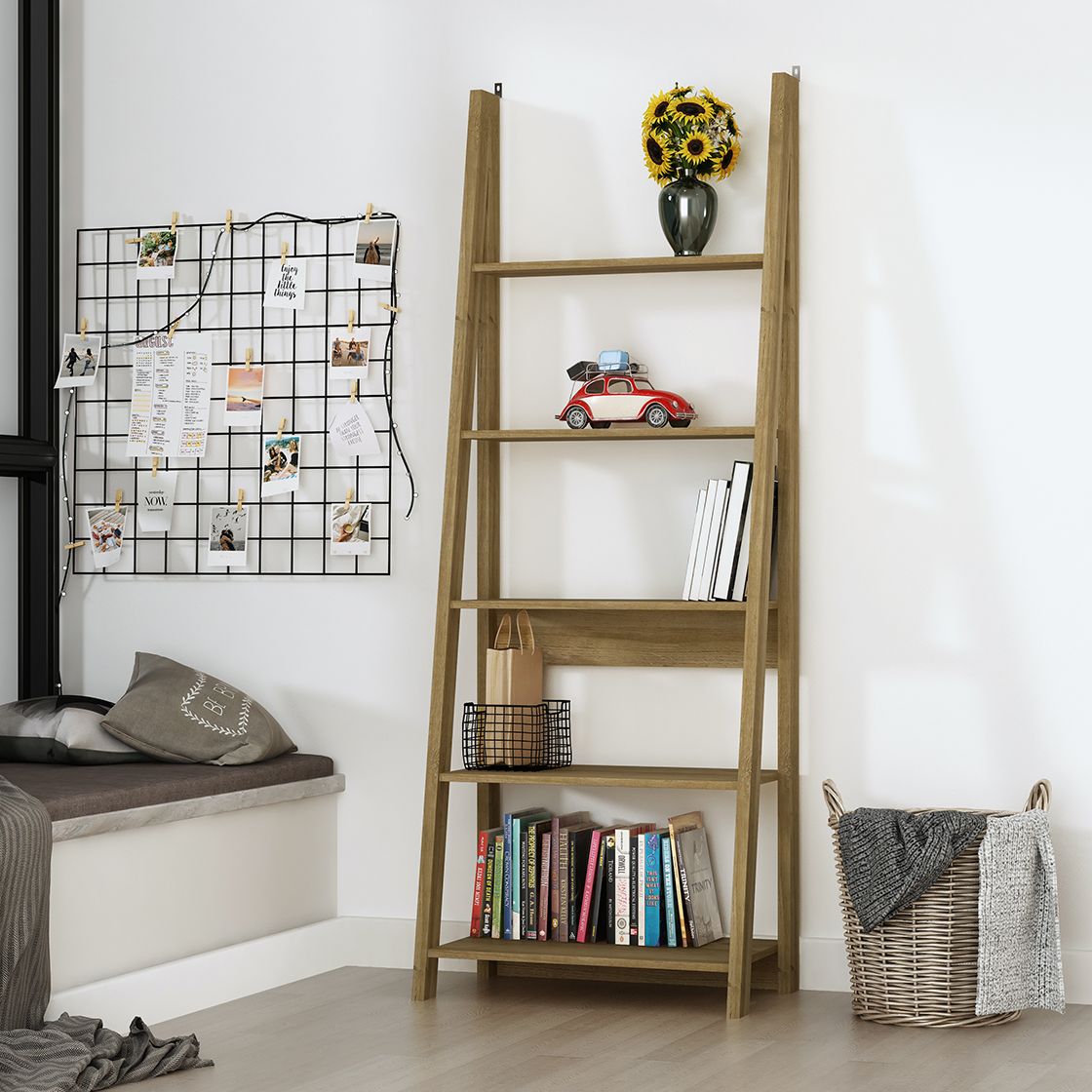 Tiva Ladder Bookcase - Oak - Leeds Plywood