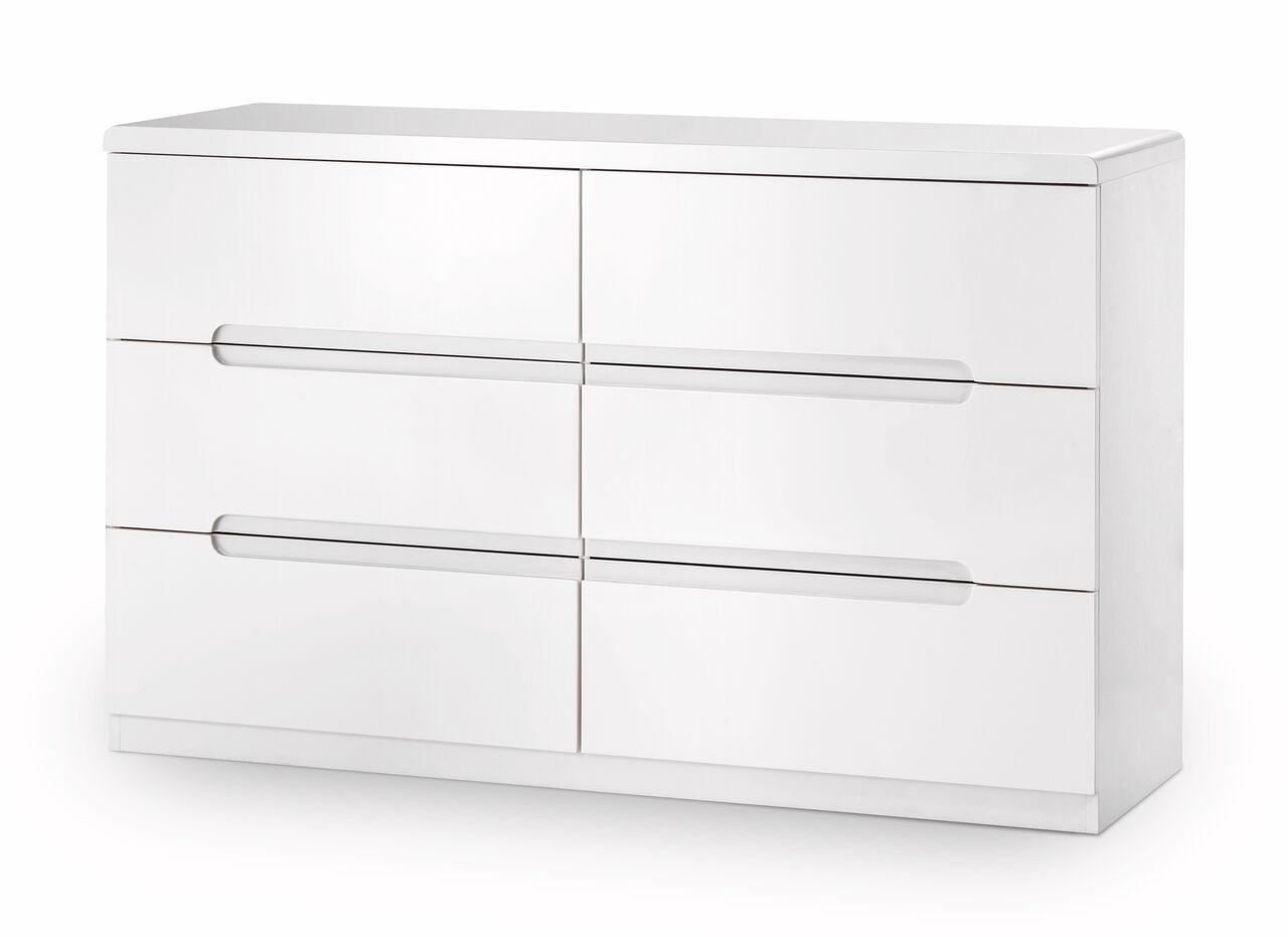 MONTROSE White Chest of Drawers - Large-sized, 6 Drawers - JB Collections
