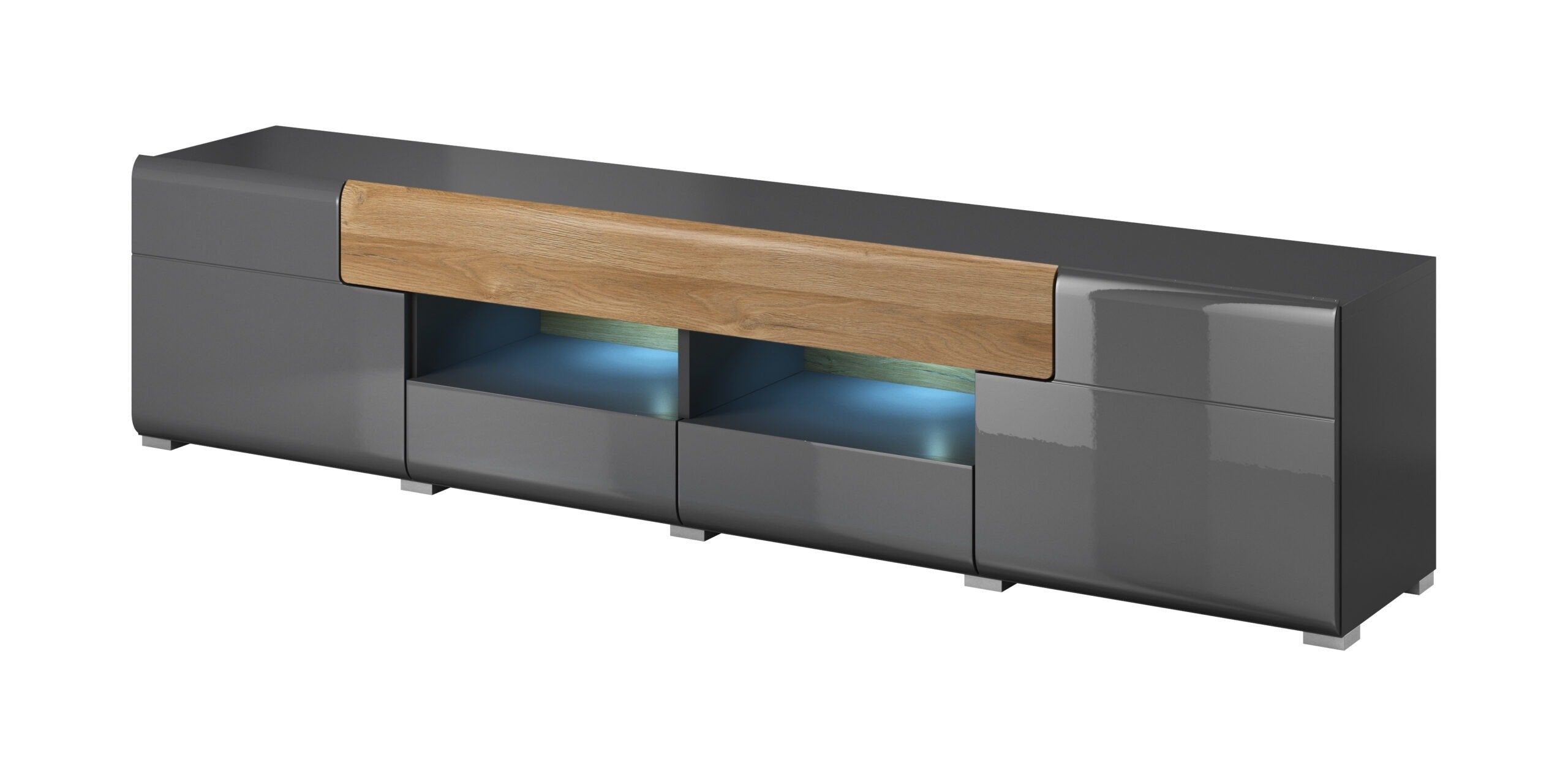 Ohio 40 TV Cabinet 208cm - Grey Gloss - Art Nest