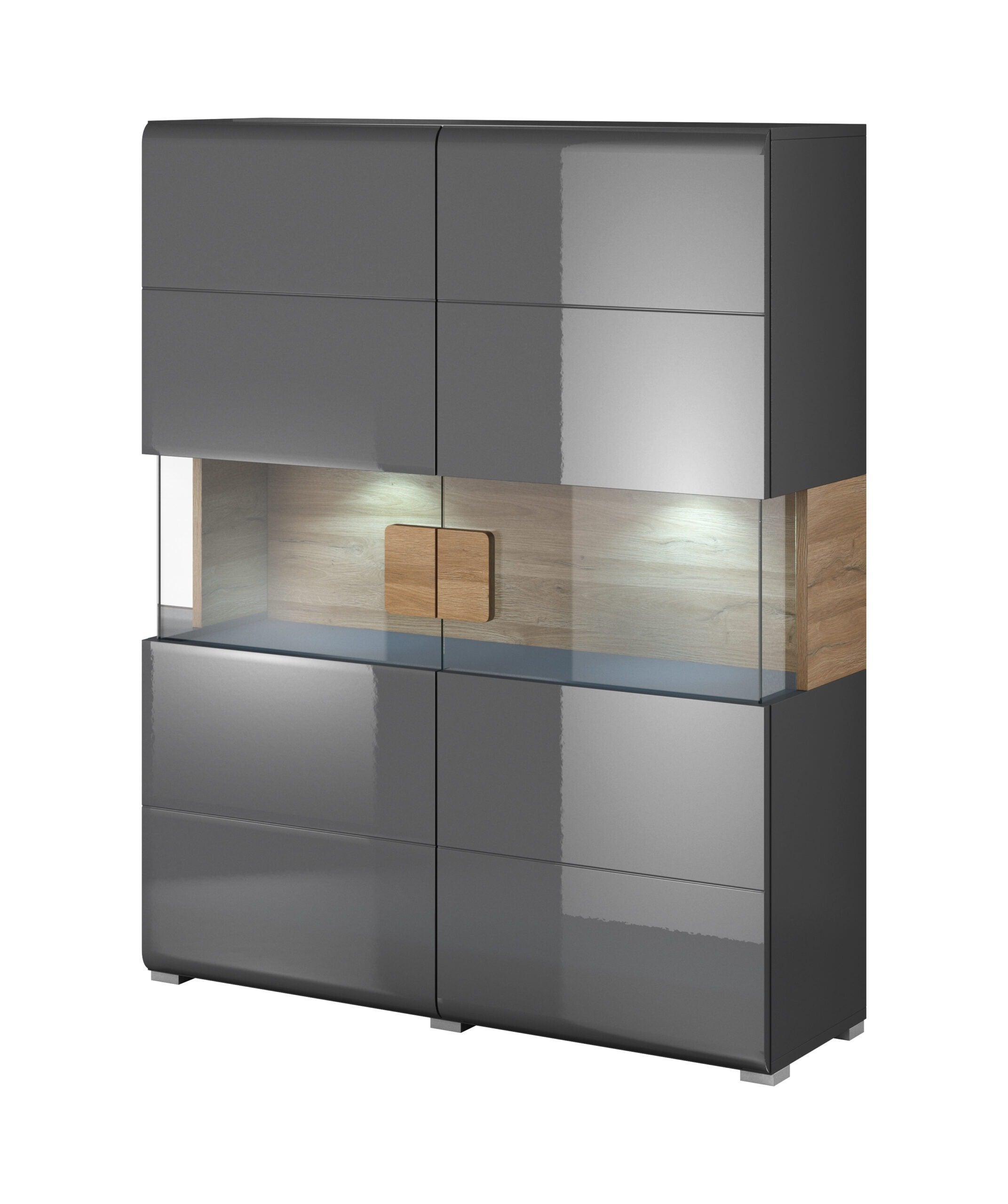 Ohio 42 Sideboard Display Cabinet - Grey Gloss - Art Nest