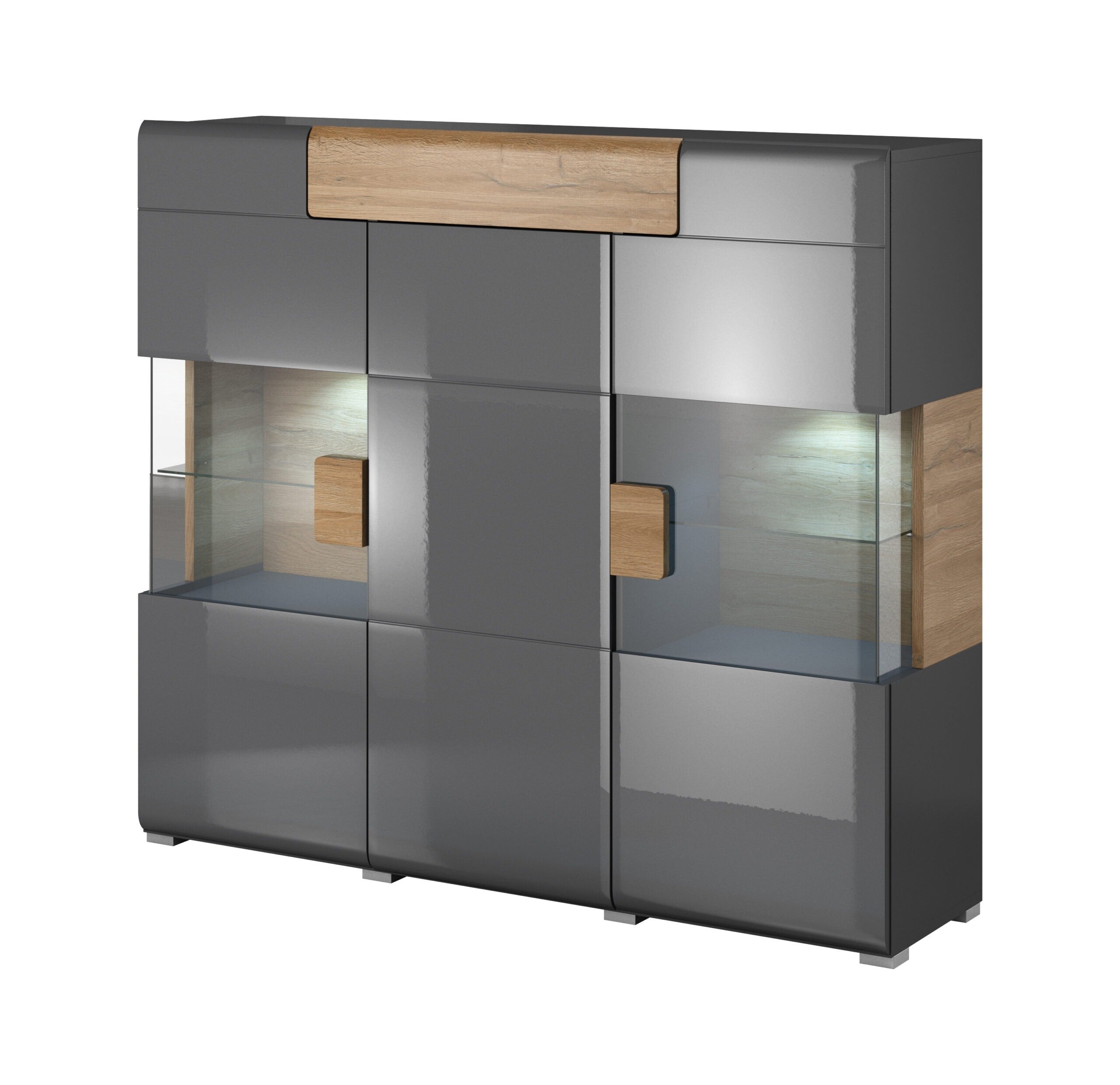 Ohio 46 Sideboard Display Cabinet - Grey Gloss - Art Nest