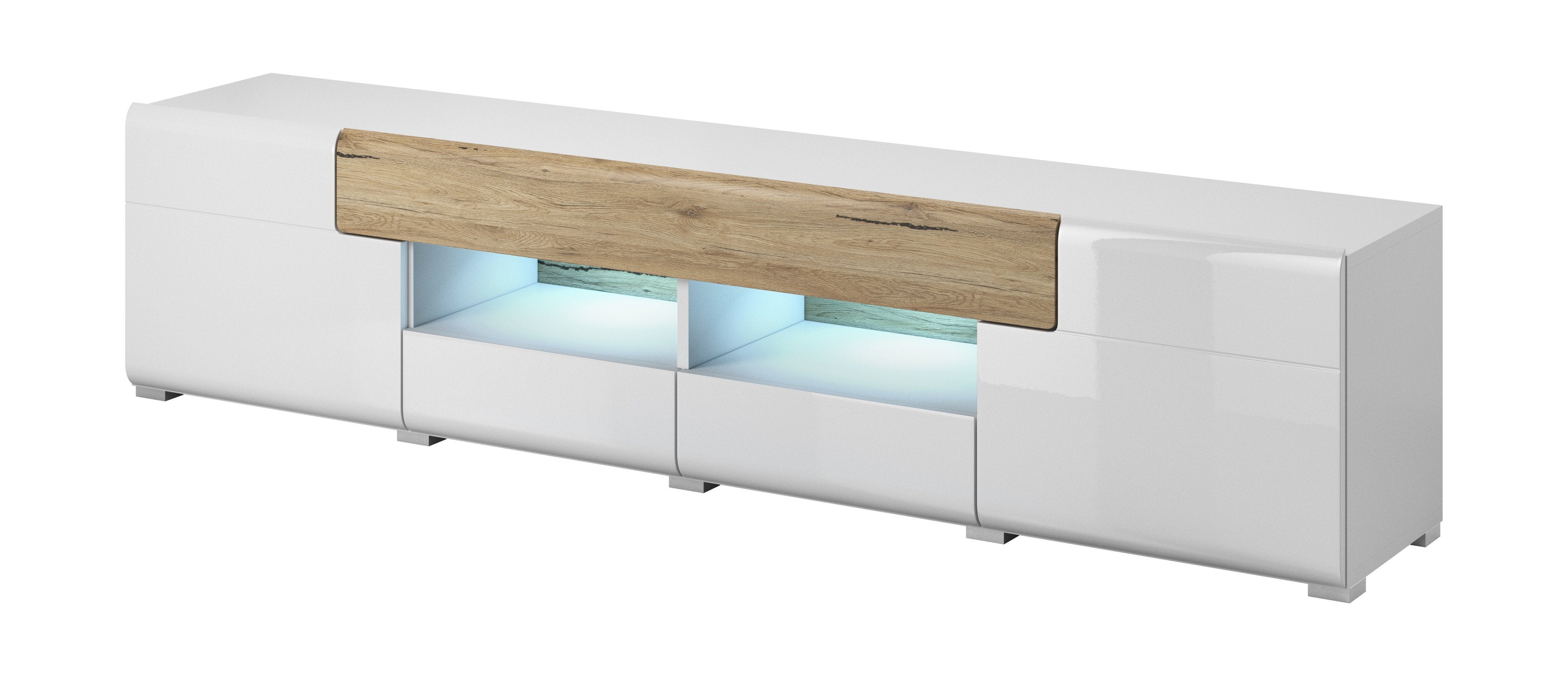 Ohio 40 TV Cabinet 208cm - White Gloss - Art Nest