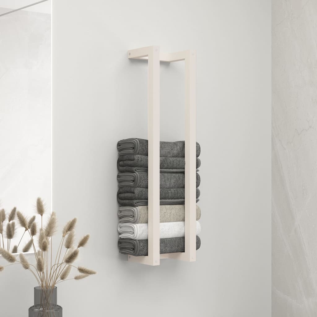Towel Rack White 23x18x90 cm Solid Wood Pine - Design Hut