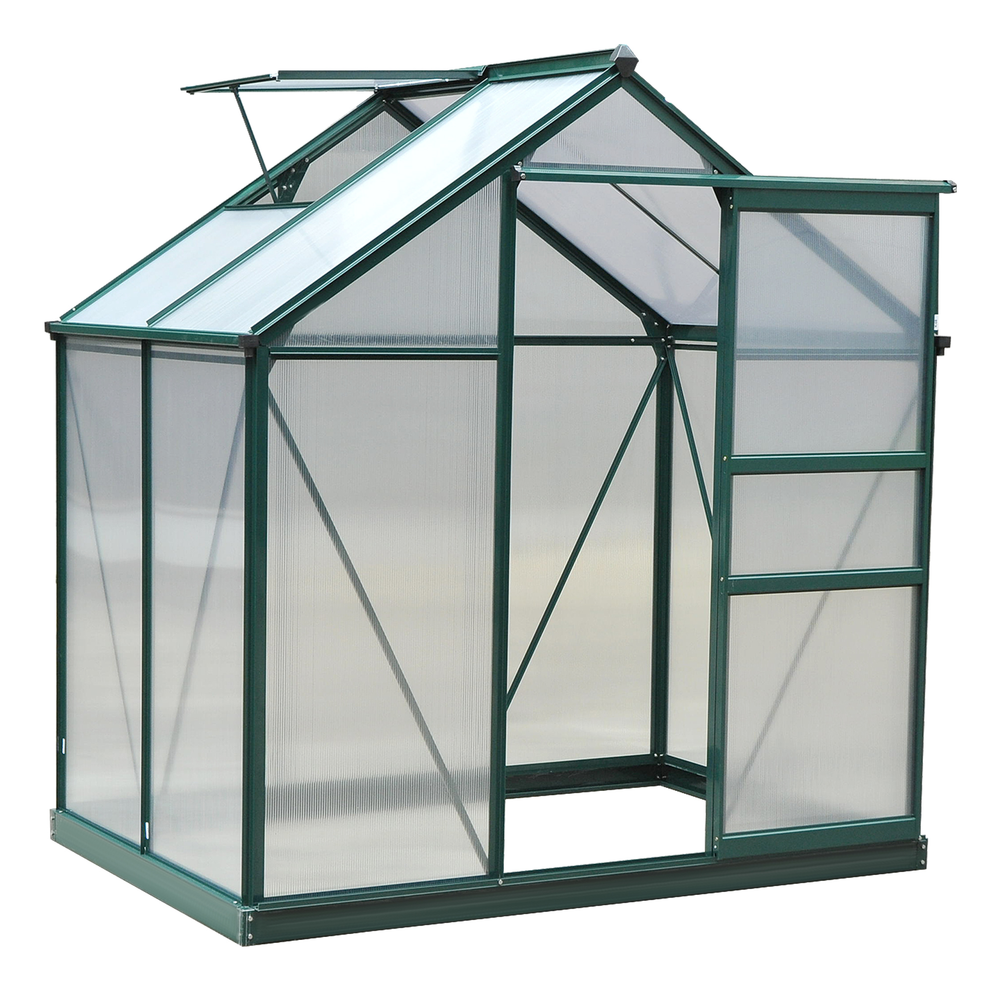 Clear Polycarbonate Greenhouse Large Walk-In Green House Garden Plants Grow Galvanized Base Aluminium Frame w/ Slide Door (6ft x 4ft) - Life 