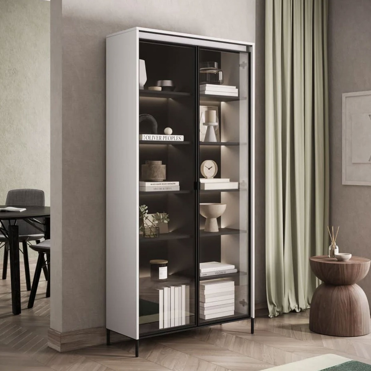 Scribble Spex Tall Display Cabinet - White Matt - Art Nest
