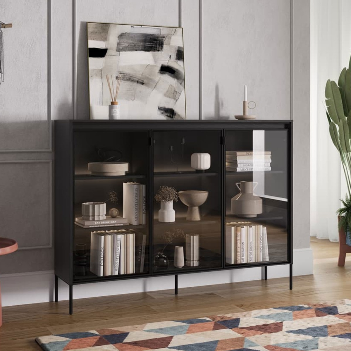 Scribble Spex Display Cabinet with 3 Doors - Black Matt - Art Nest