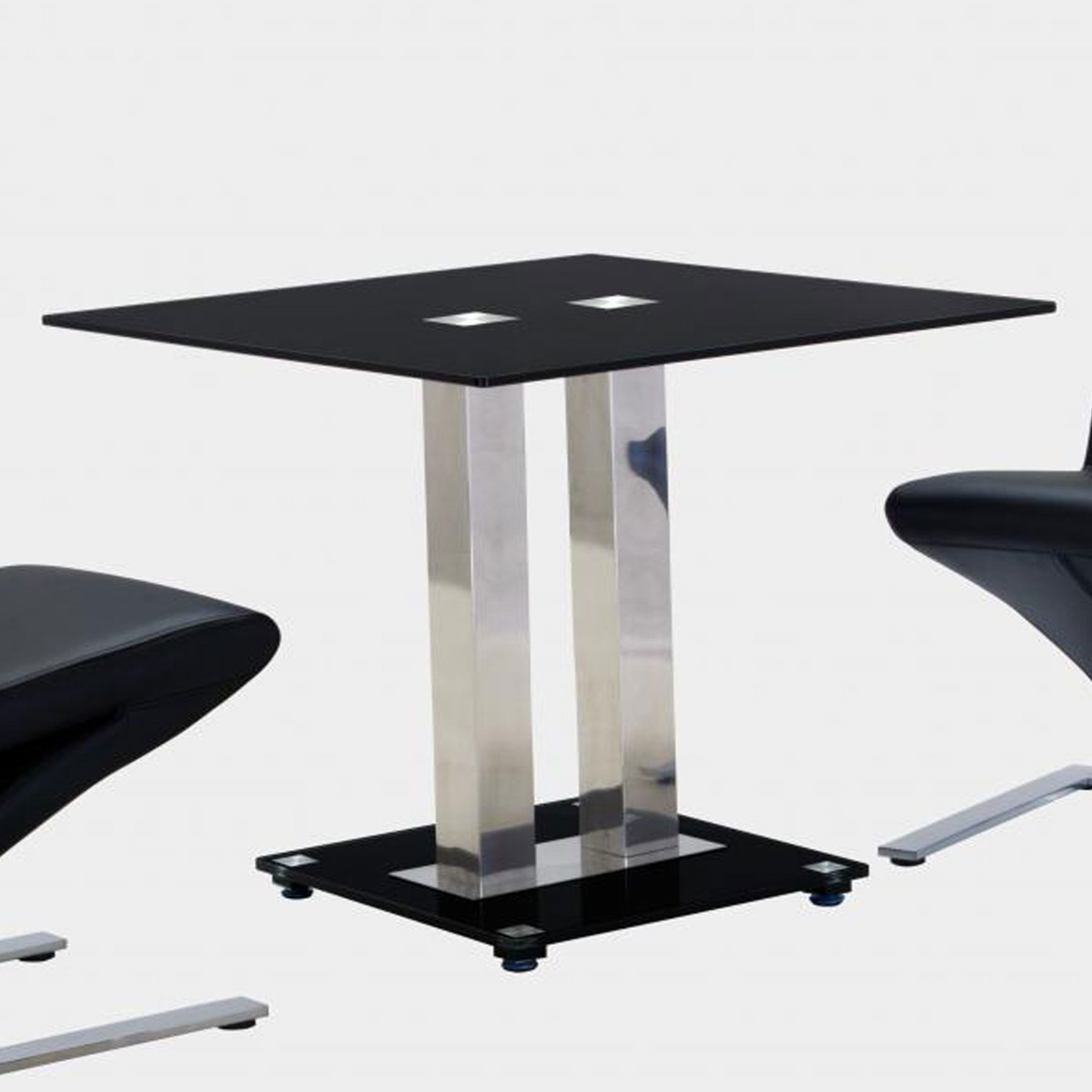 Trevonne Small Dining Table - Chrome and Black - Sigrid Mills
