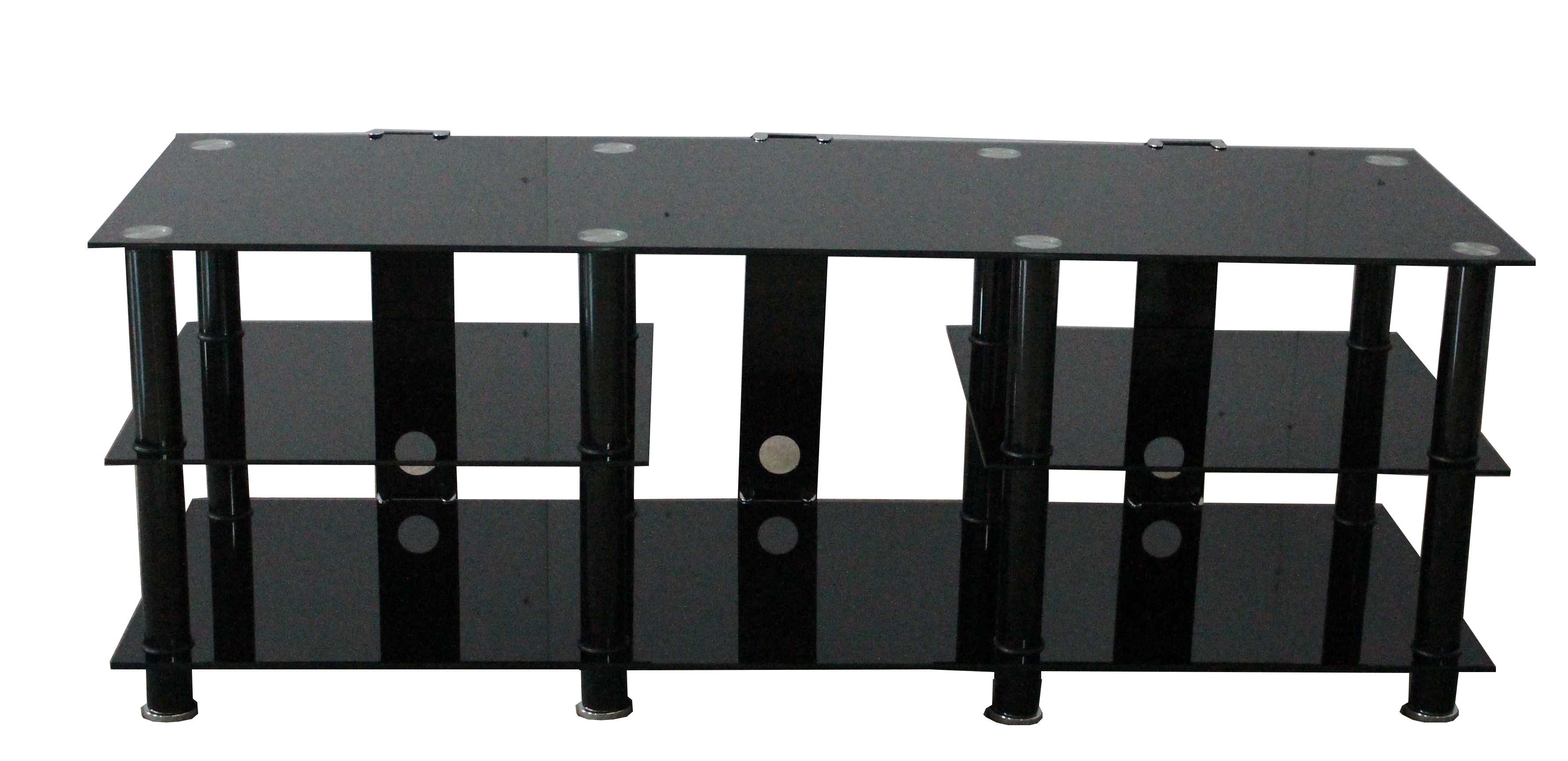 Oscar Large 3-Tier Black Glass TV Stand - Wimex Distribution