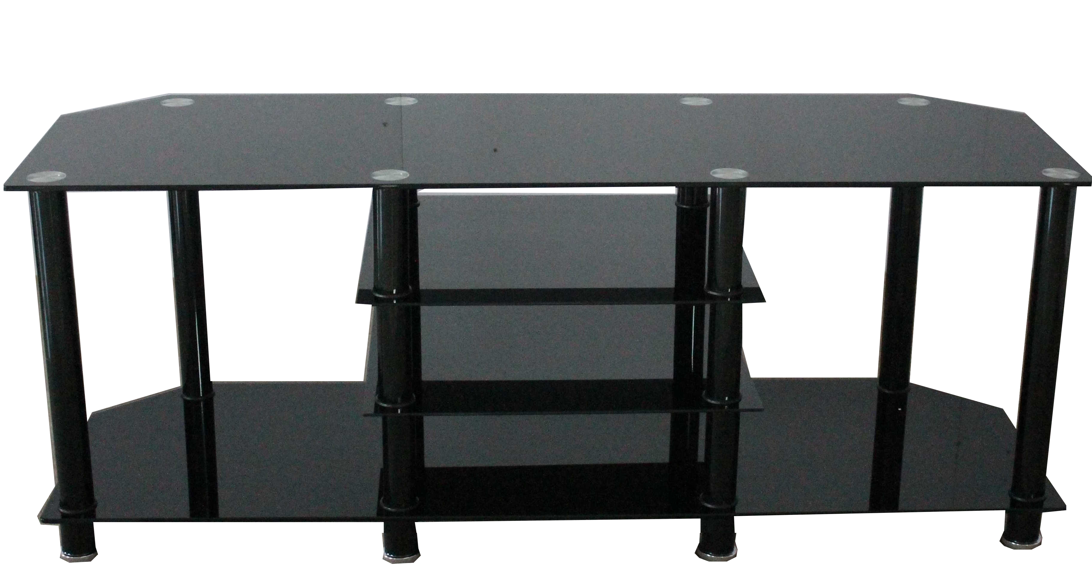 Berlin Large 3-Tier Black Glass TV Stand - Wimex Distribution