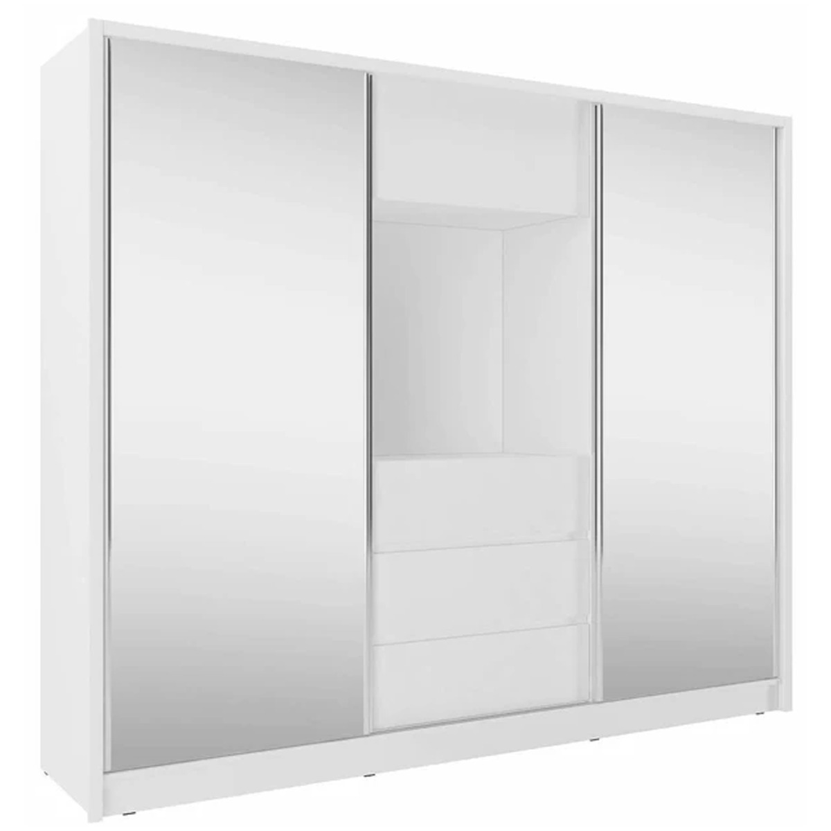 Sliding Wardrobe - TUSCON 2 Door Mirrored Wardrobe White 254cm - Art Nest