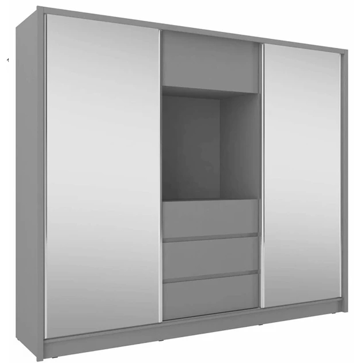Sliding Wardrobe - TUSCON 2 Door Mirrored Wardrobe Graphite 254cm - Art Nest