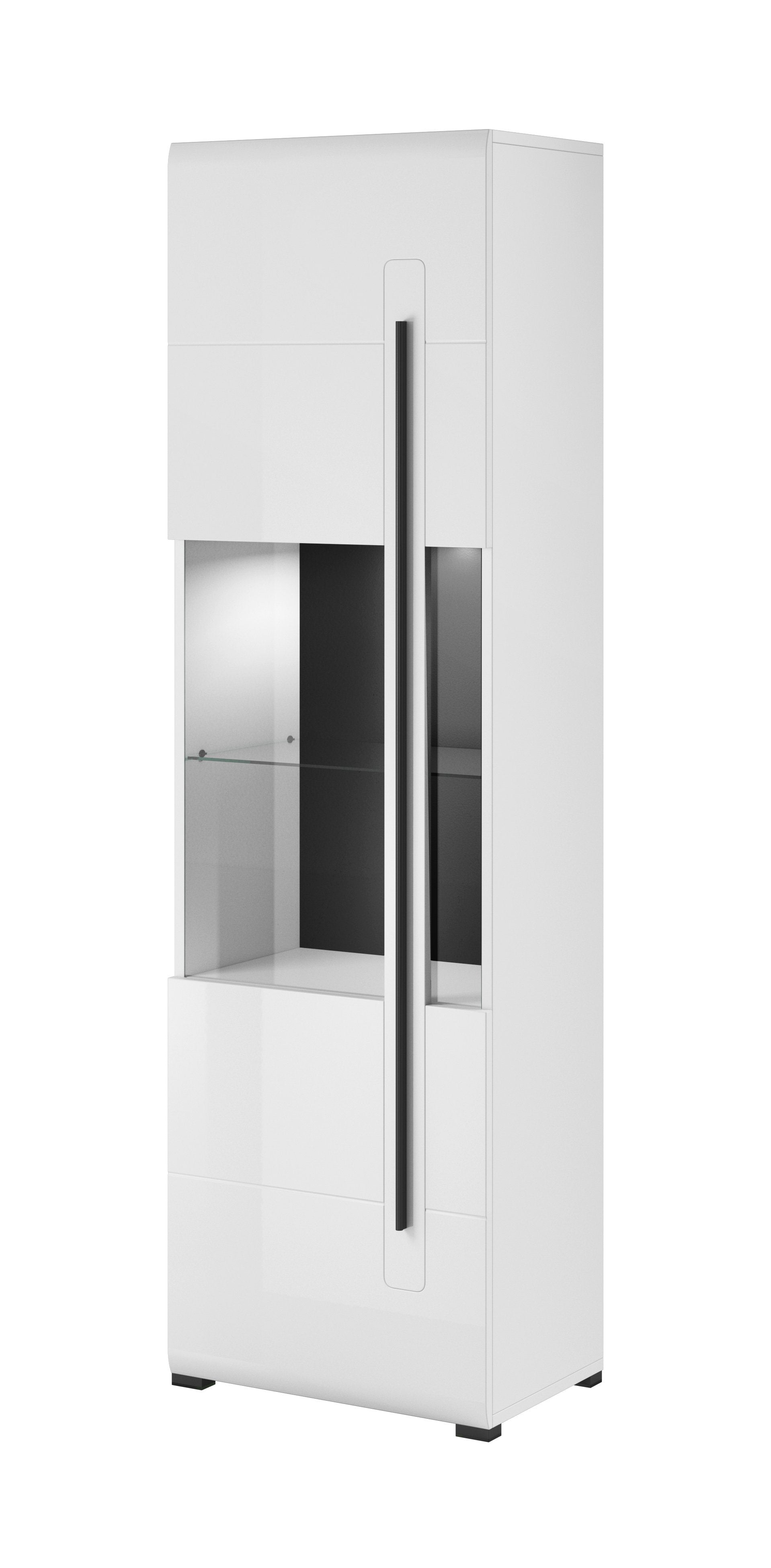 Oklahoma 05 Tall Display Cabinet - White Gloss - Art Nest