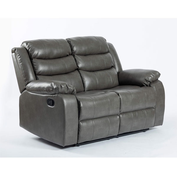 Esperanza 2 Seater Leather Aire Recliner - Grey - Sigrid Mills