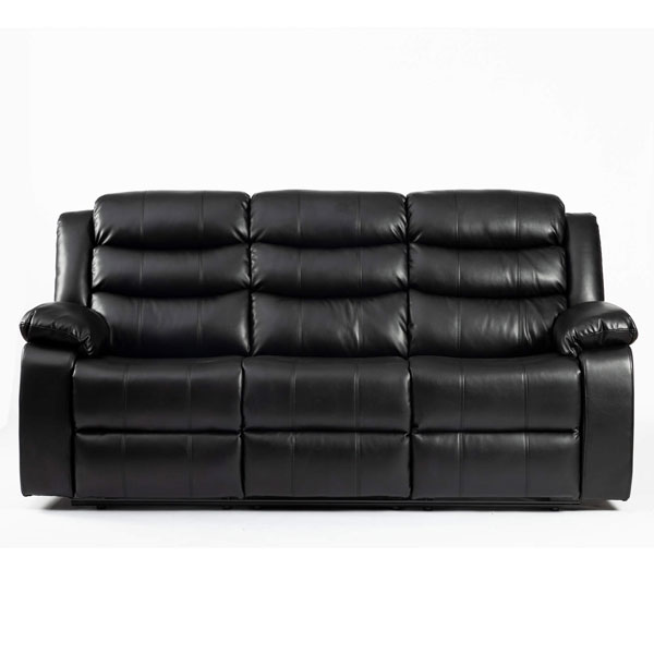 Esperanza 3 Seater Leather Aire Recliner - Black - Sigrid Mills