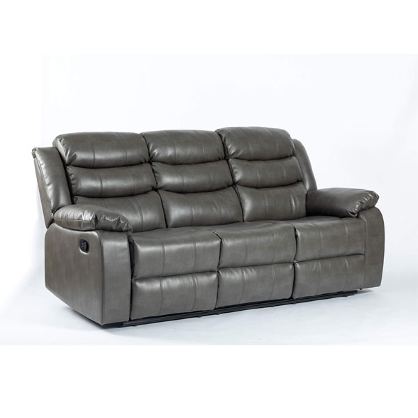 Esperanza 3 Seater Leather Aire Recliner - Grey - Sigrid Mills