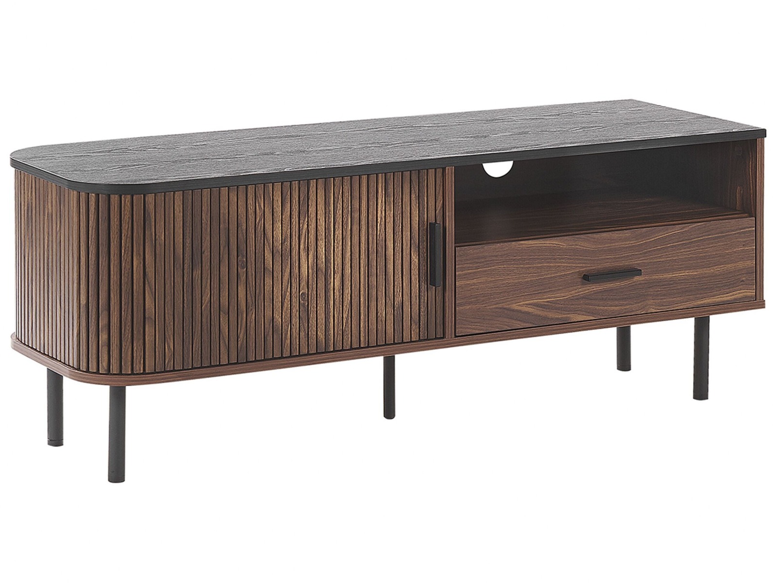 TV Stand Dark Wood with Black JOSE - Gemini Interiors