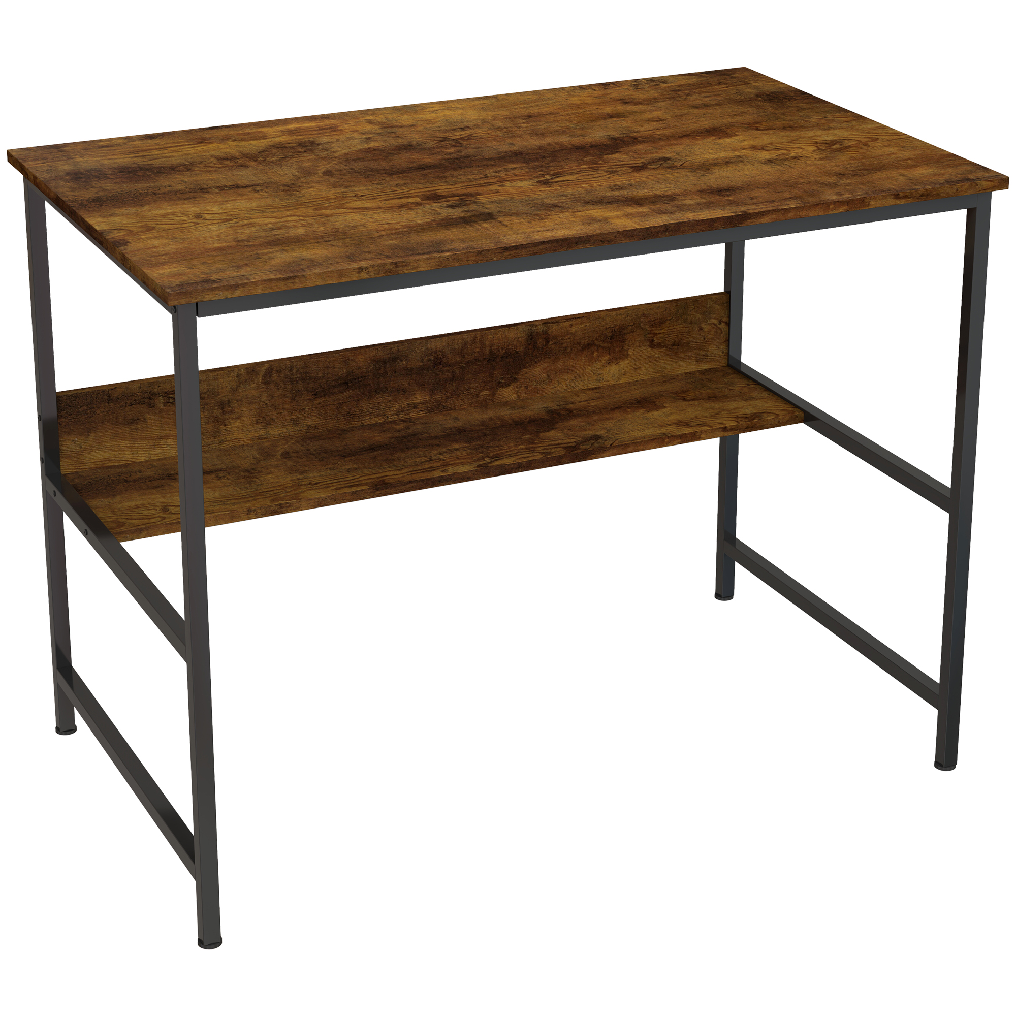 HERON 2 Tier Computer Desk Rustic Brown - Life Essentials