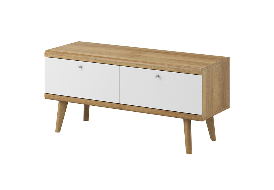 Wigan TV Stand 107cm - White and Oak - Moonlight Interiors