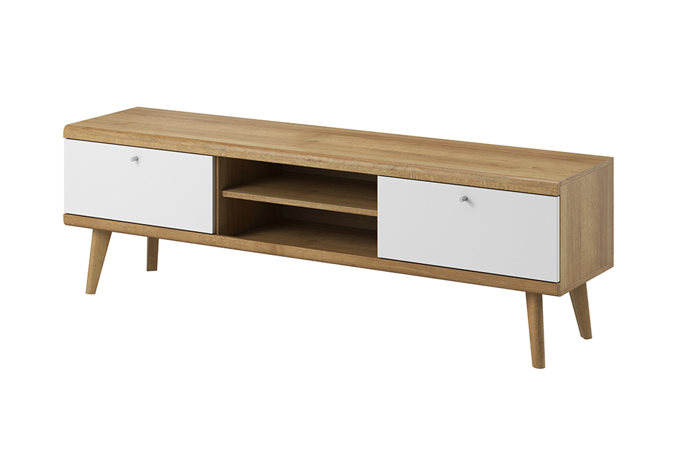 Wigan TV Stand 160cm - White and Oak - Moonlight Interiors