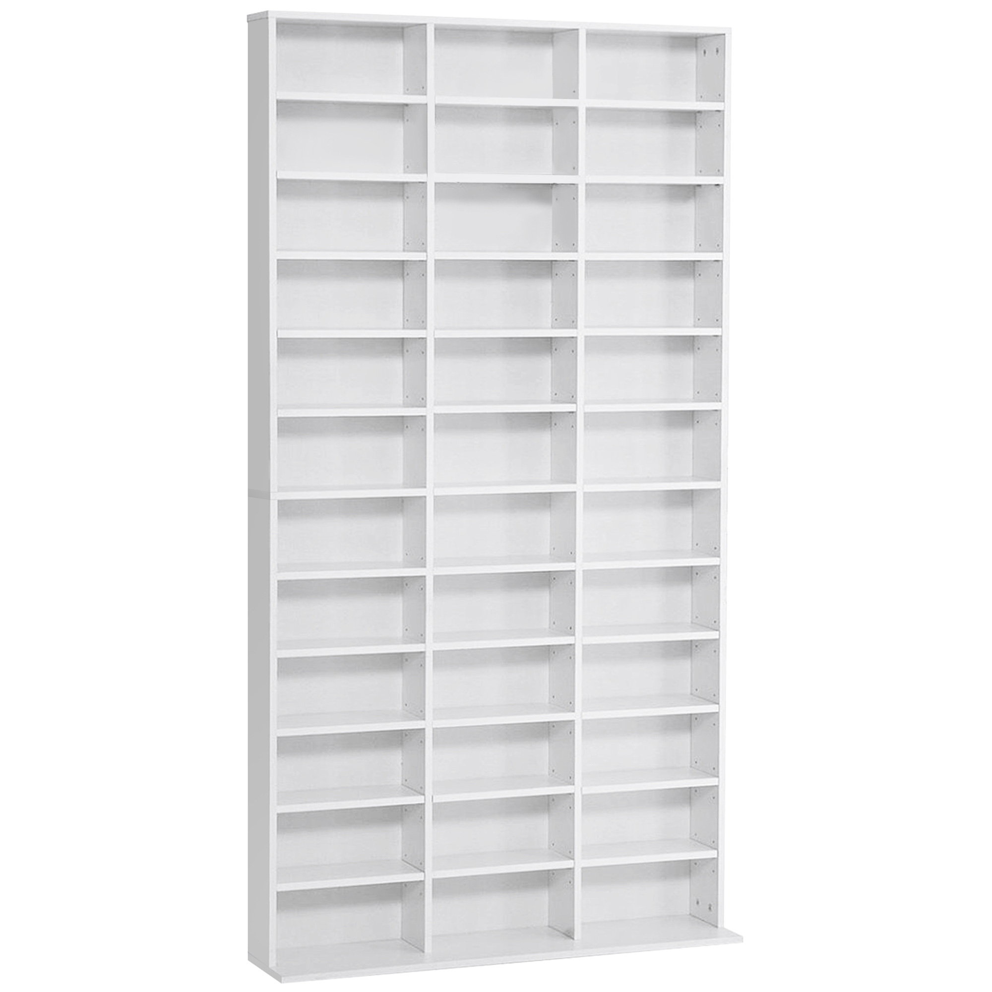 CD / DVD Storage Shelf Storage Unit for 1116 CDs Height-Adjustable Compartments 102 x 24 x 195 cm White - Life Essentials